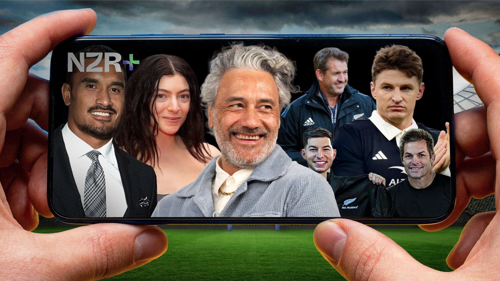 Clockwise from left: Jerome Kaino, Lorde, Taika Waititi, Mark Robinson, Beauden Barrett, Richie McCaw and Dude Perfect. Photos / Photosport, Supplied