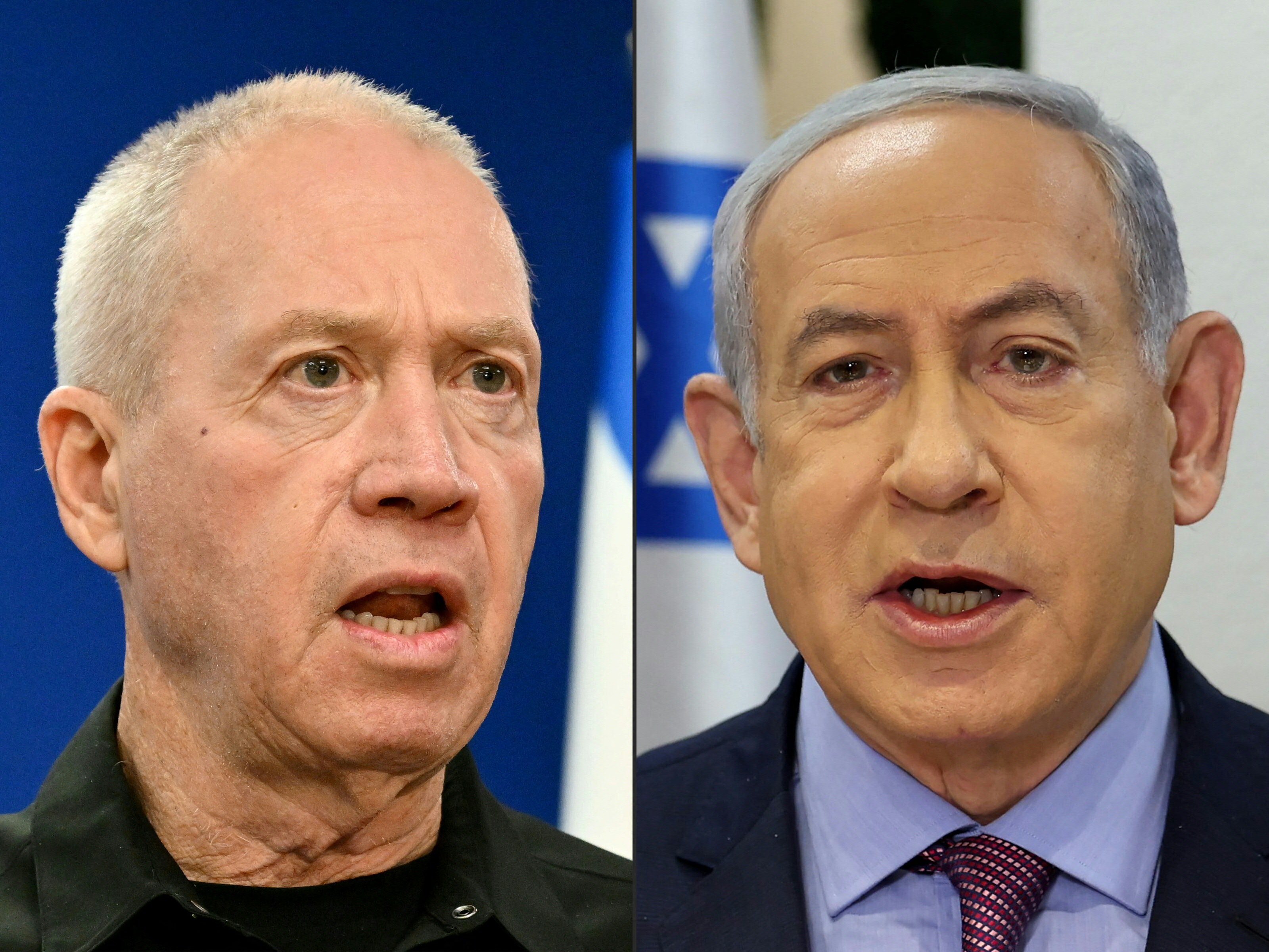 Israel's Defence Minister Yoav Gallant (left) and Prime Minister Benjamin Netanyahu (right). Photo / AFP