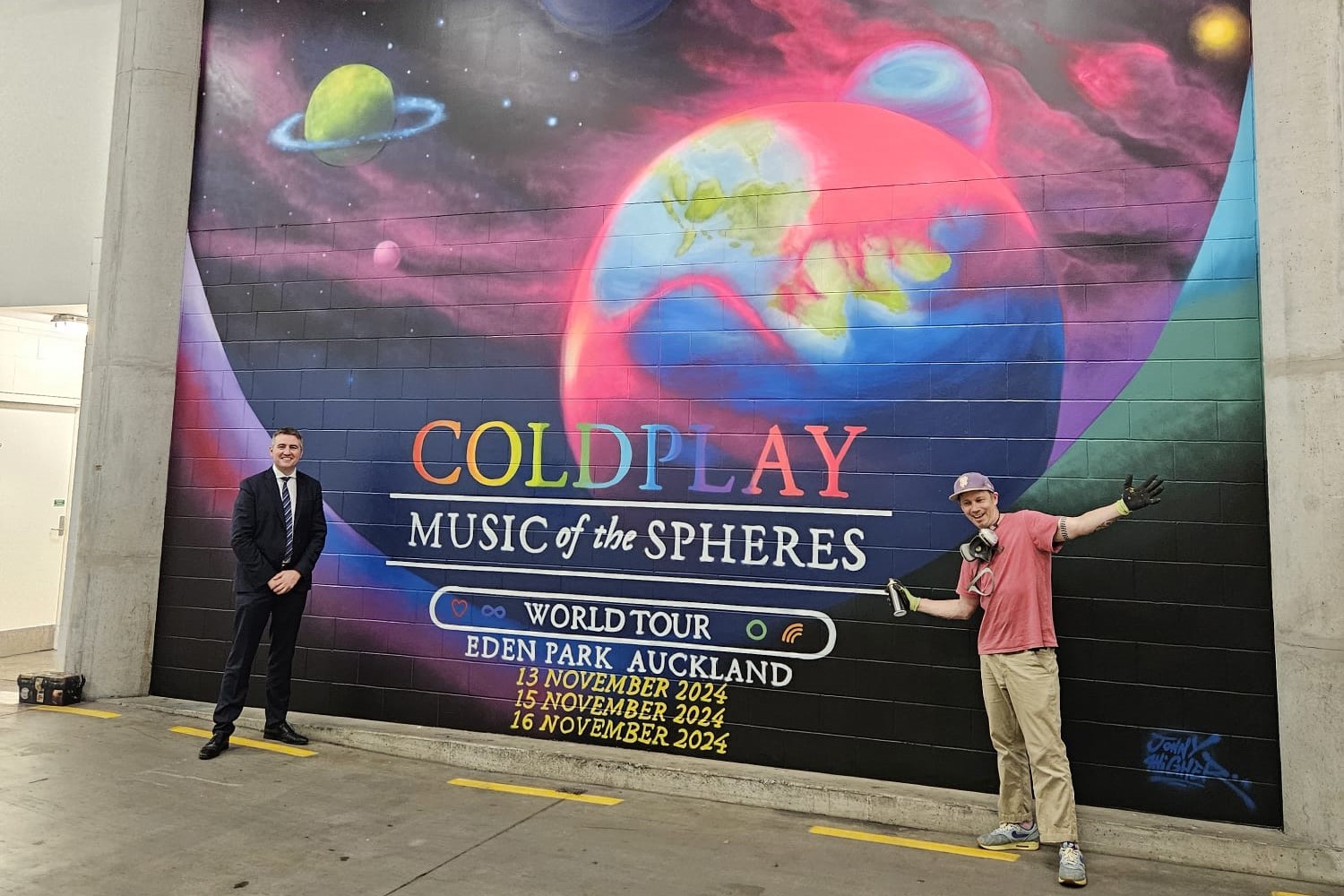 Eden Park commissioned a special mural for Coldplay's Music of the Spheres tour.
