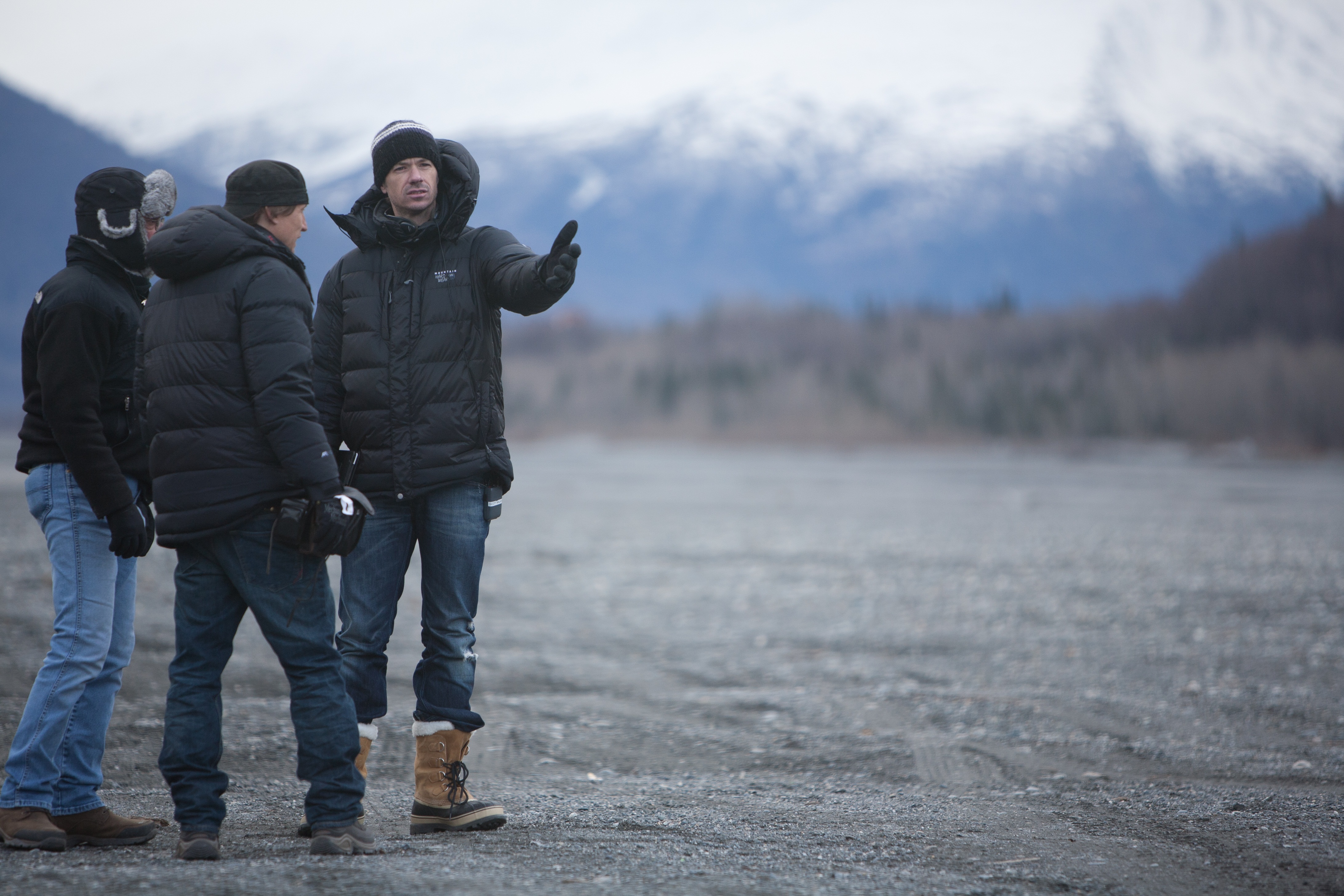 Scott Walker on the set of his debut film, The Frozen Ground.
