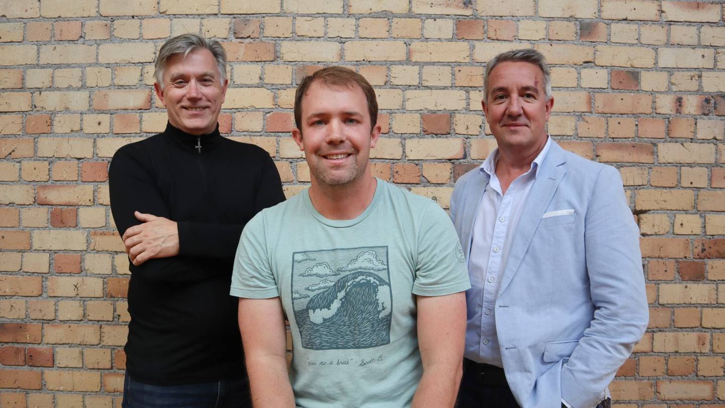 Icehouse Ventures CEO Robbie Paul flanked by Simplicity founder Sam Stubbs (left) and Jarden MD Matt Blackwell. Photo / File

