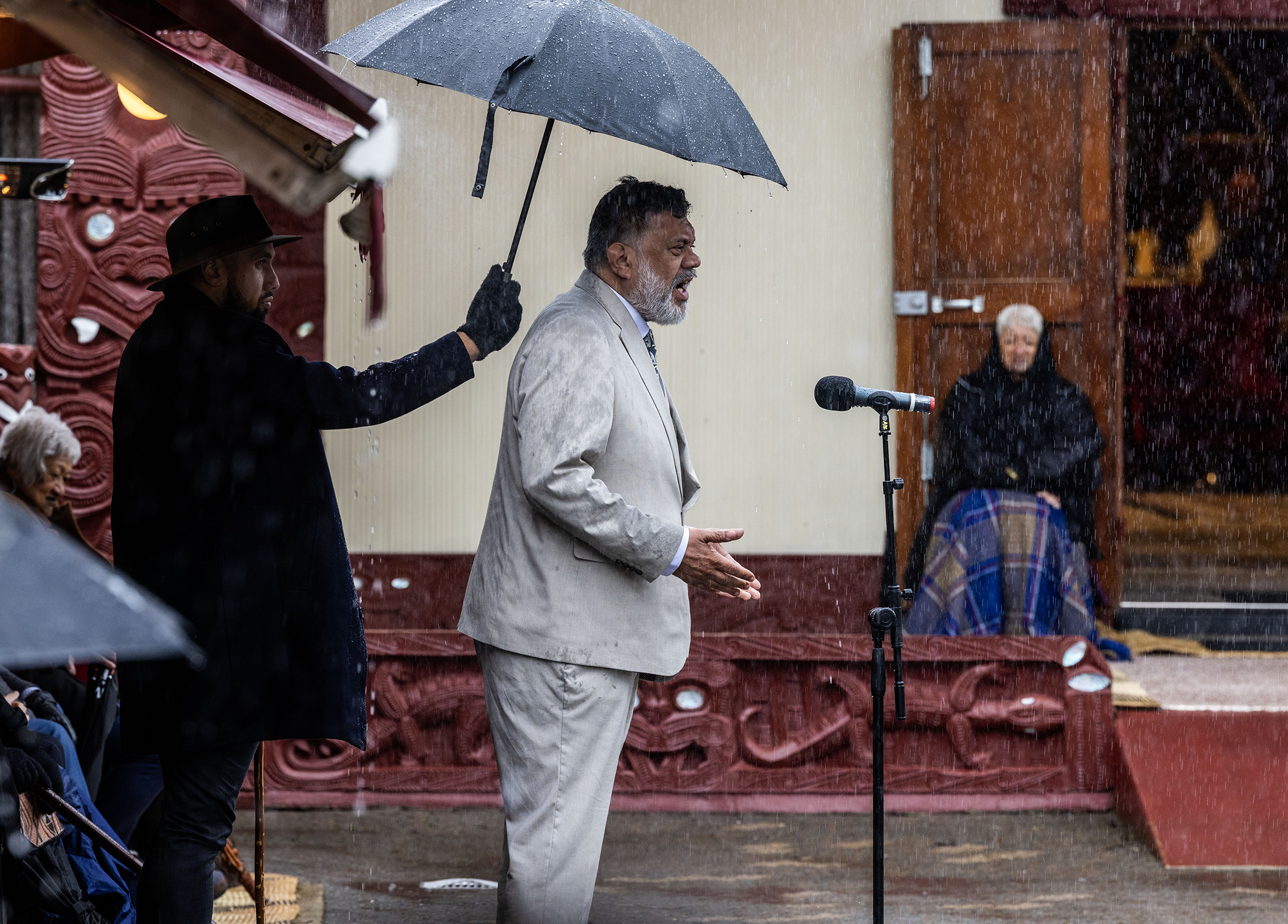 Rahui Papa speaks on behalf of the Kiingitanga during the 2023 Koroneihana ceremony at Turangawaewae Marae. Photo / Mike Scott