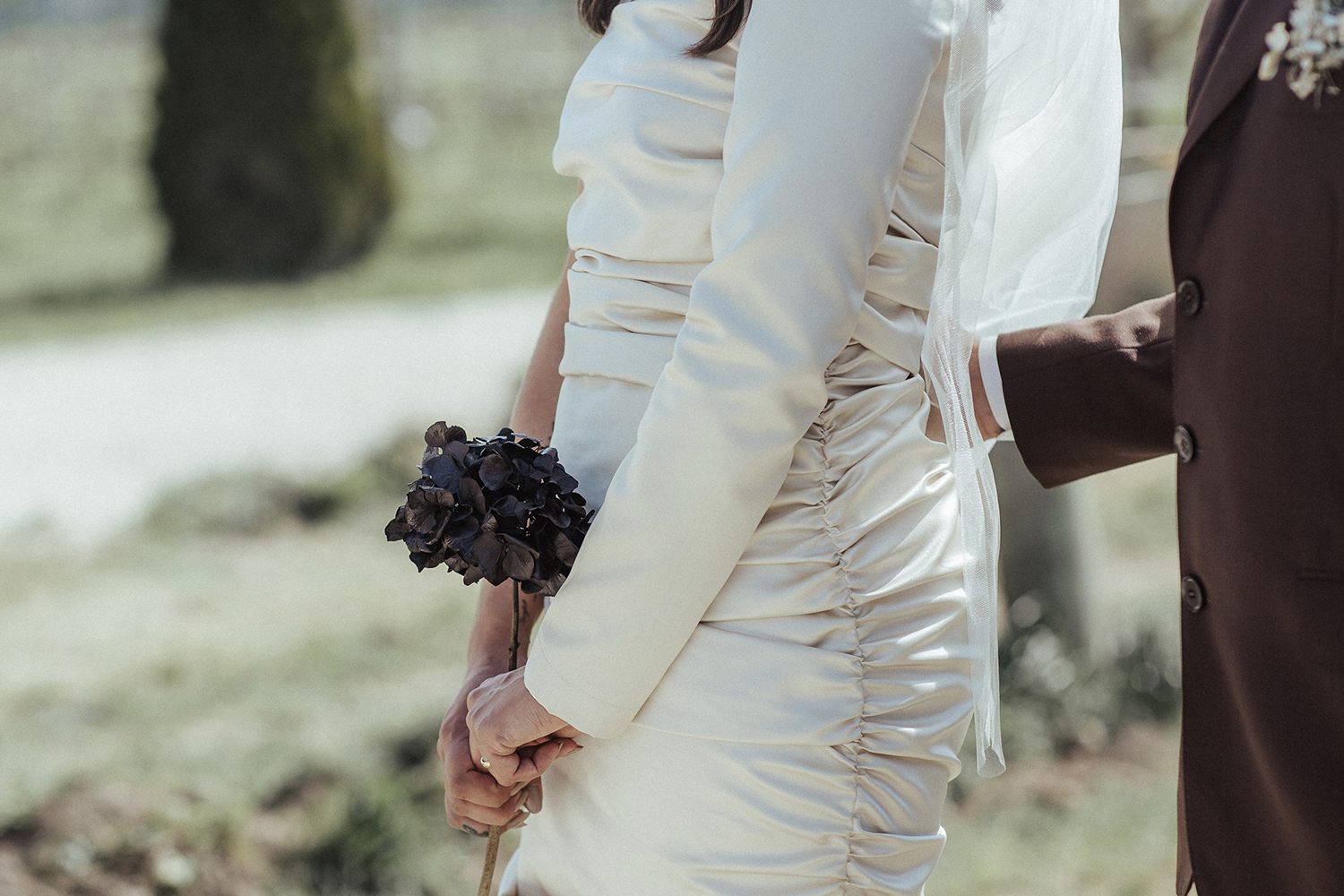 Keelan carried a brown-painted dried hydrangea down the aisle. Photo / Yvonne Liew