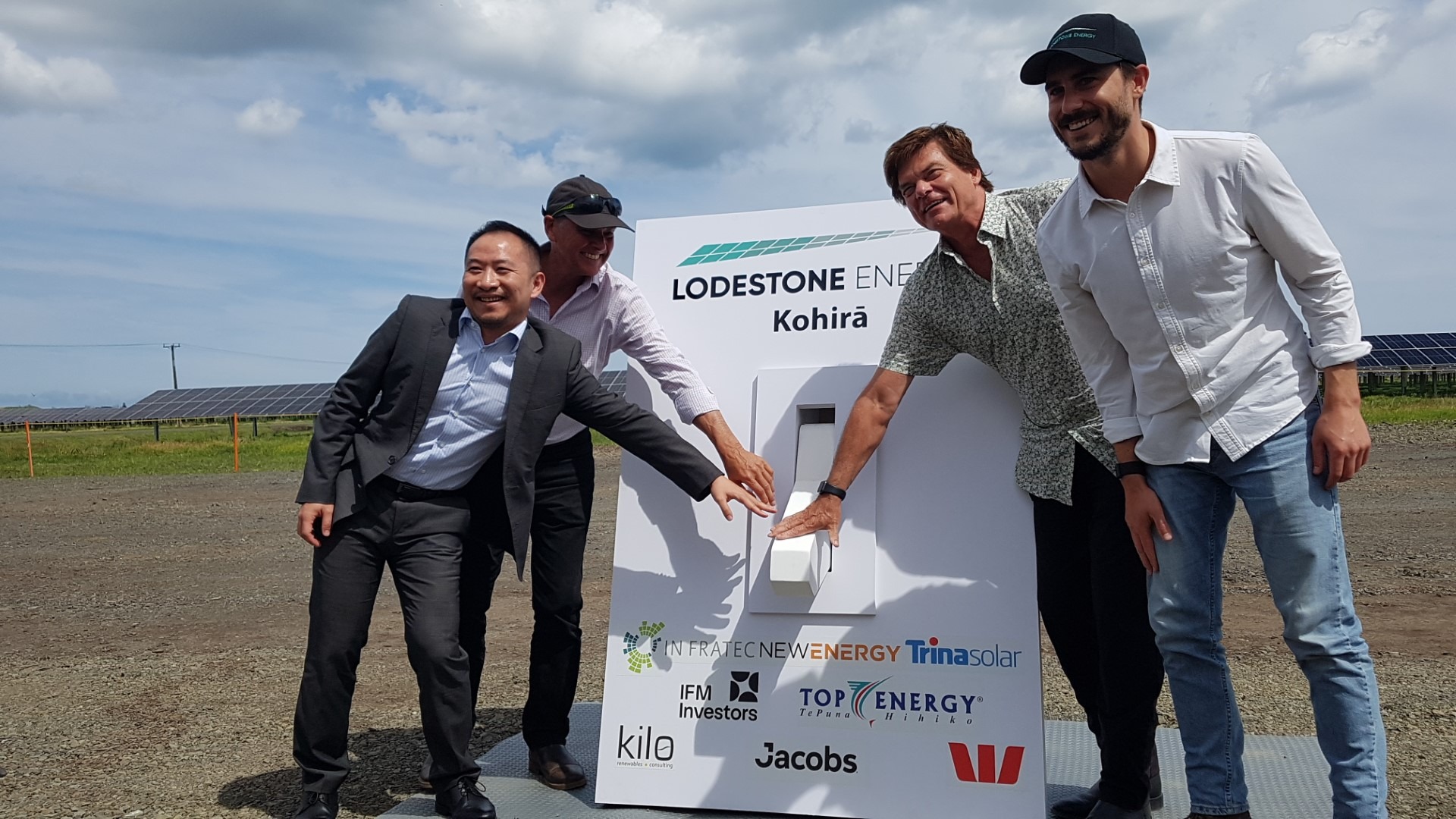 The big switch is flicked to turn on power from Kohirā, the country’s largest solar farm that has opened near Kaitāia