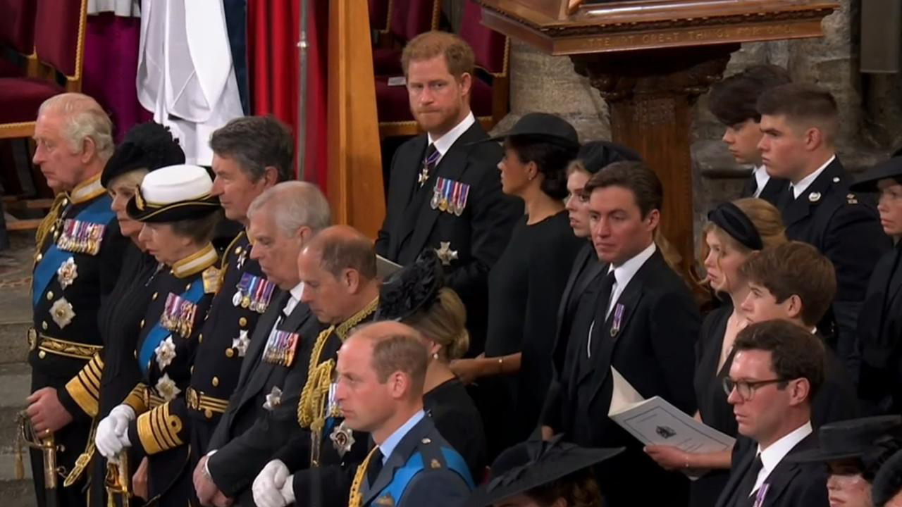 Prince Harry and Meghan Markle were seated in second row at the Queen's funeral.
