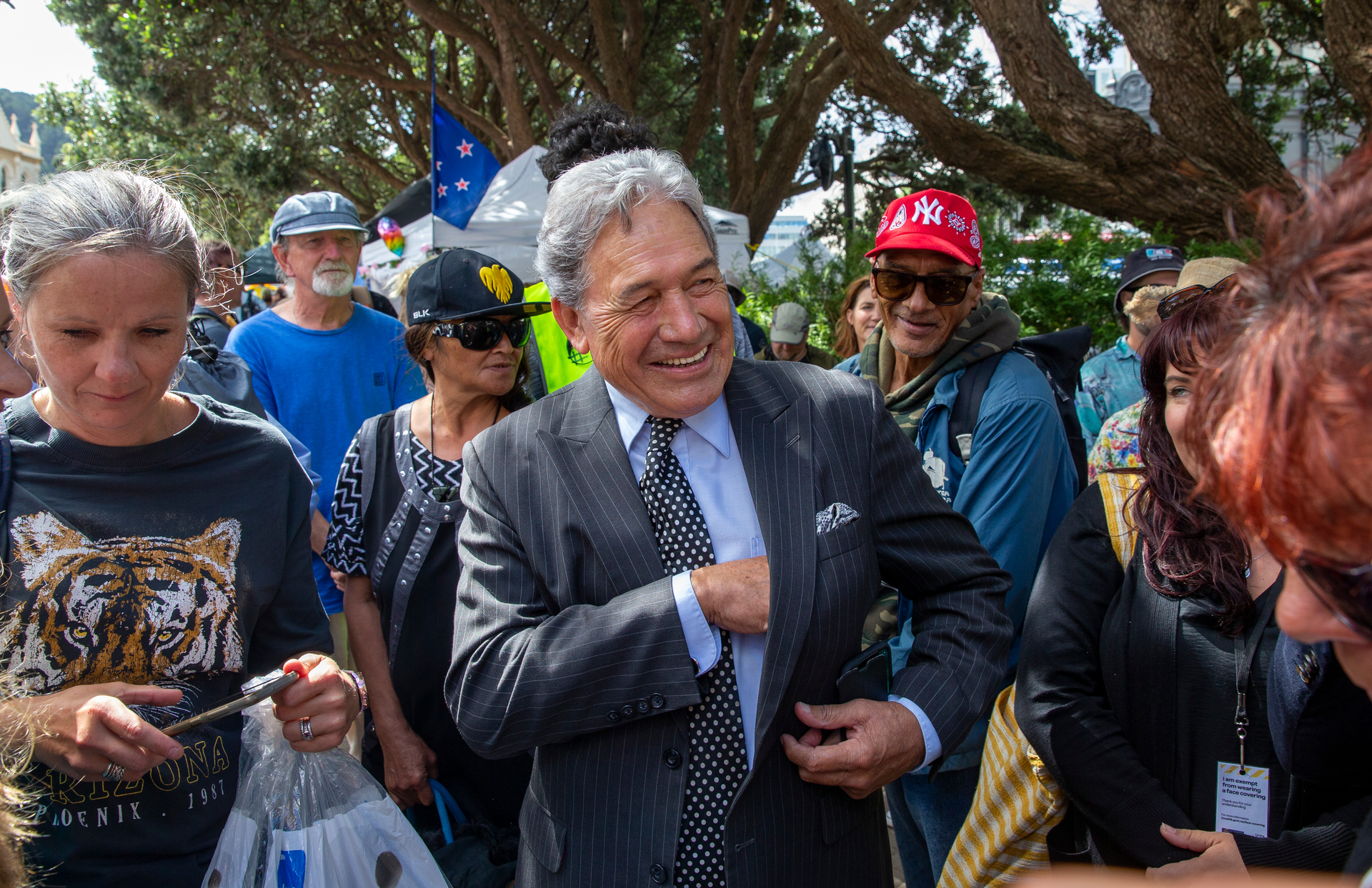 Winston Peters made a visit to the Parliament occupation earlier this year. Photo / Mark Mitchell