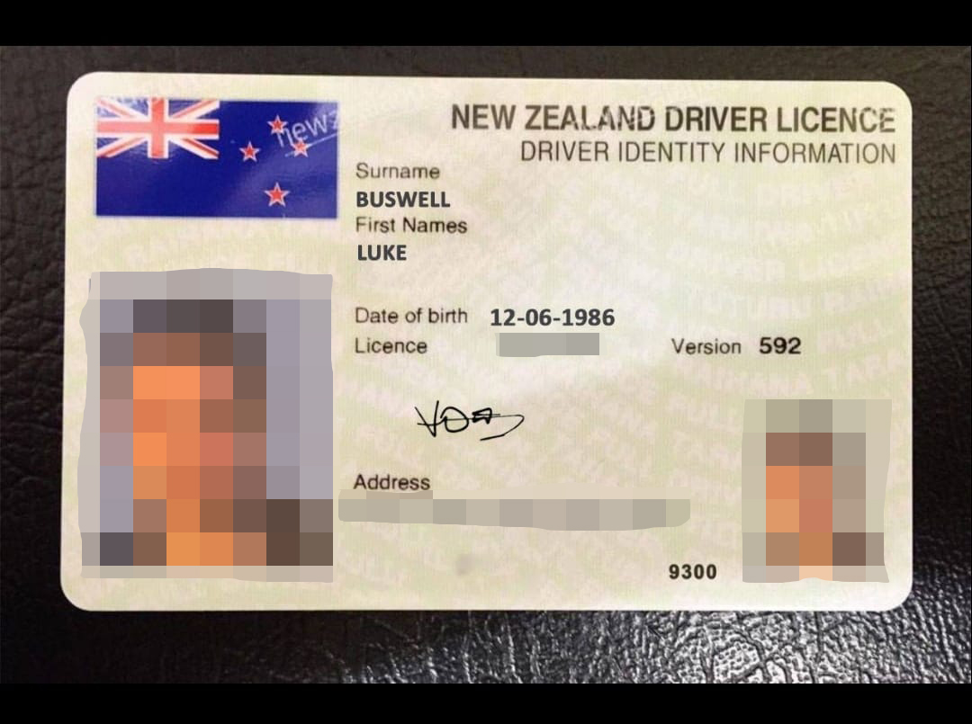 The fake NZ driving licence an internet scammer - who uses the false name Luke Buswell - has used to convince people that he is not a scammer, before taking a deposit off them and failing to provide the goods they thought they had bought.