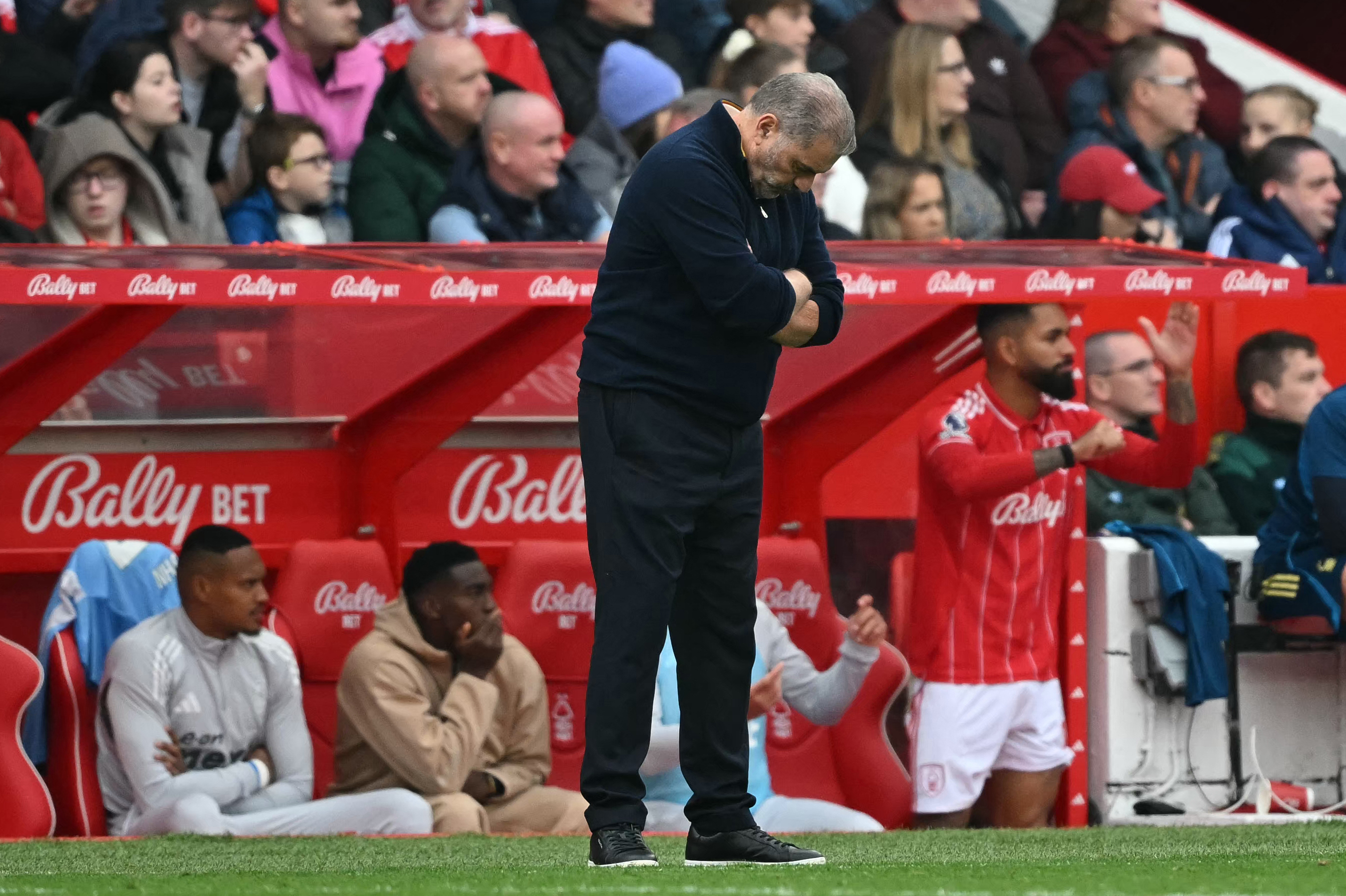 Nottingham Forest's manager Ange Postecoglou reacts during the English Premier League football match between Nottingham Forest and Chelsea at the City Ground in Nottingham. Photo / Justin Tallis, AFP
