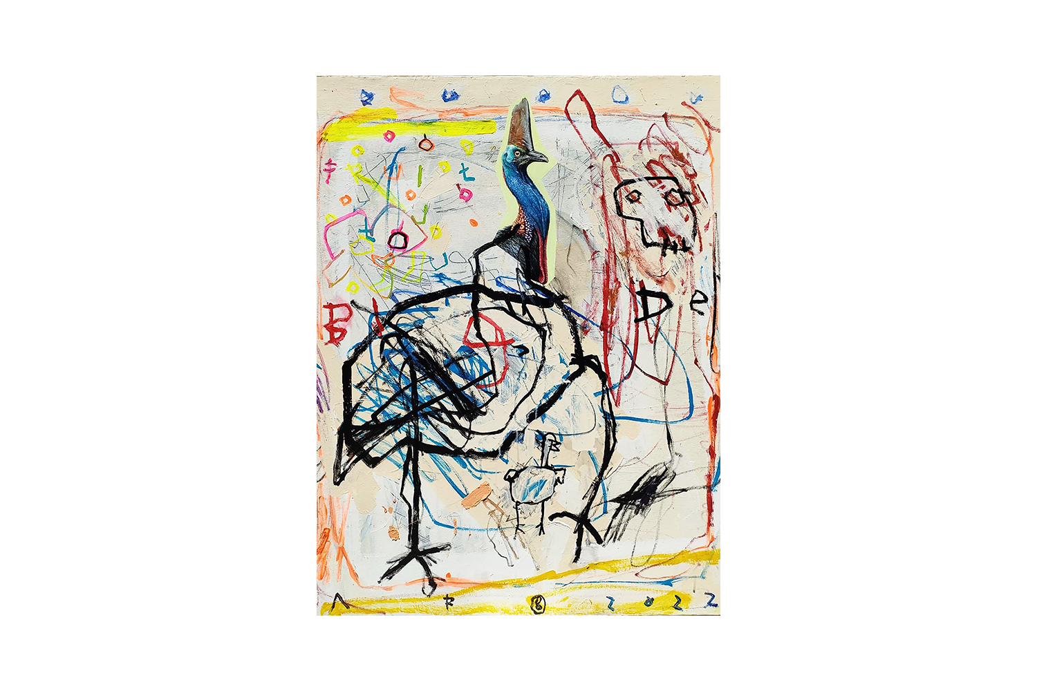 Arbi Rangkito, ‘Big Bird’, 2022. Acrylic on canvas, 75 x 100cm. Photo / Courtesy of the artist and Redbase Art