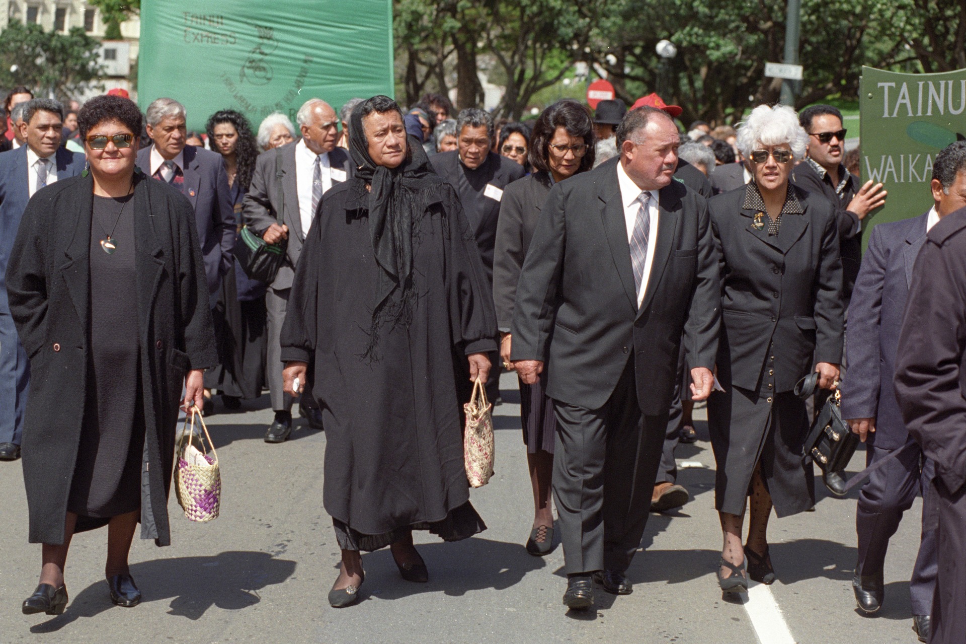 Members of Waikato-Tainui marching on Parliament to witness the signing of the Waikato-Tainui Raupatu Claims Settlement Bill in 1995. Photo / File