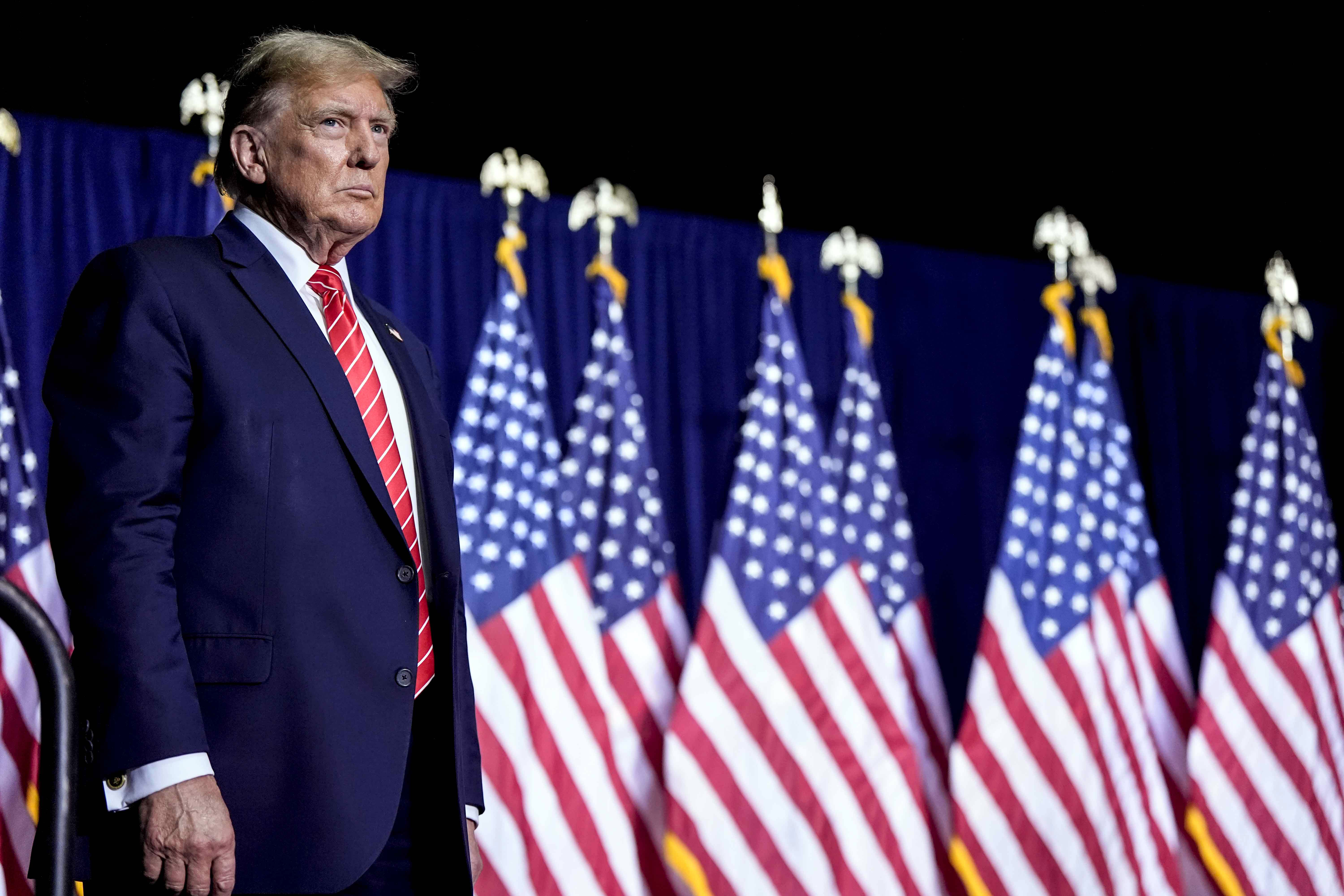Republican presidential candidate Donald Trump speaks at a campaign rally on Saturday, March 9, 2024. Photo / AP