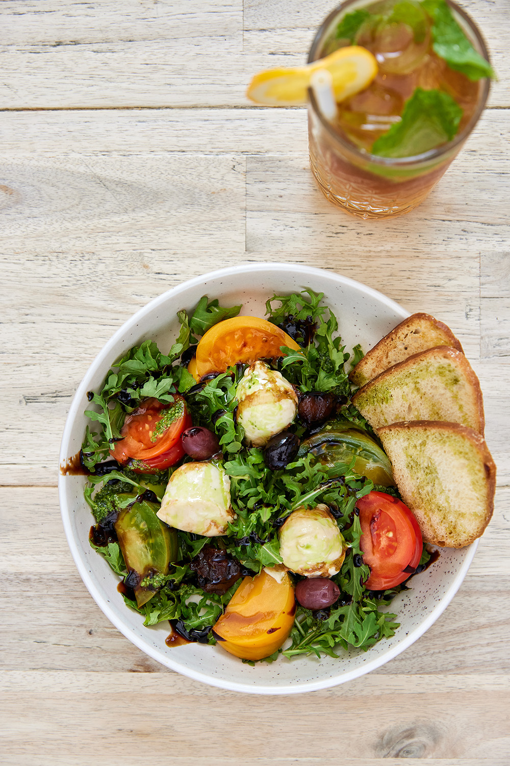 The heirloom tomato and smoked bocconcini salad. Photo / Babiche Martens