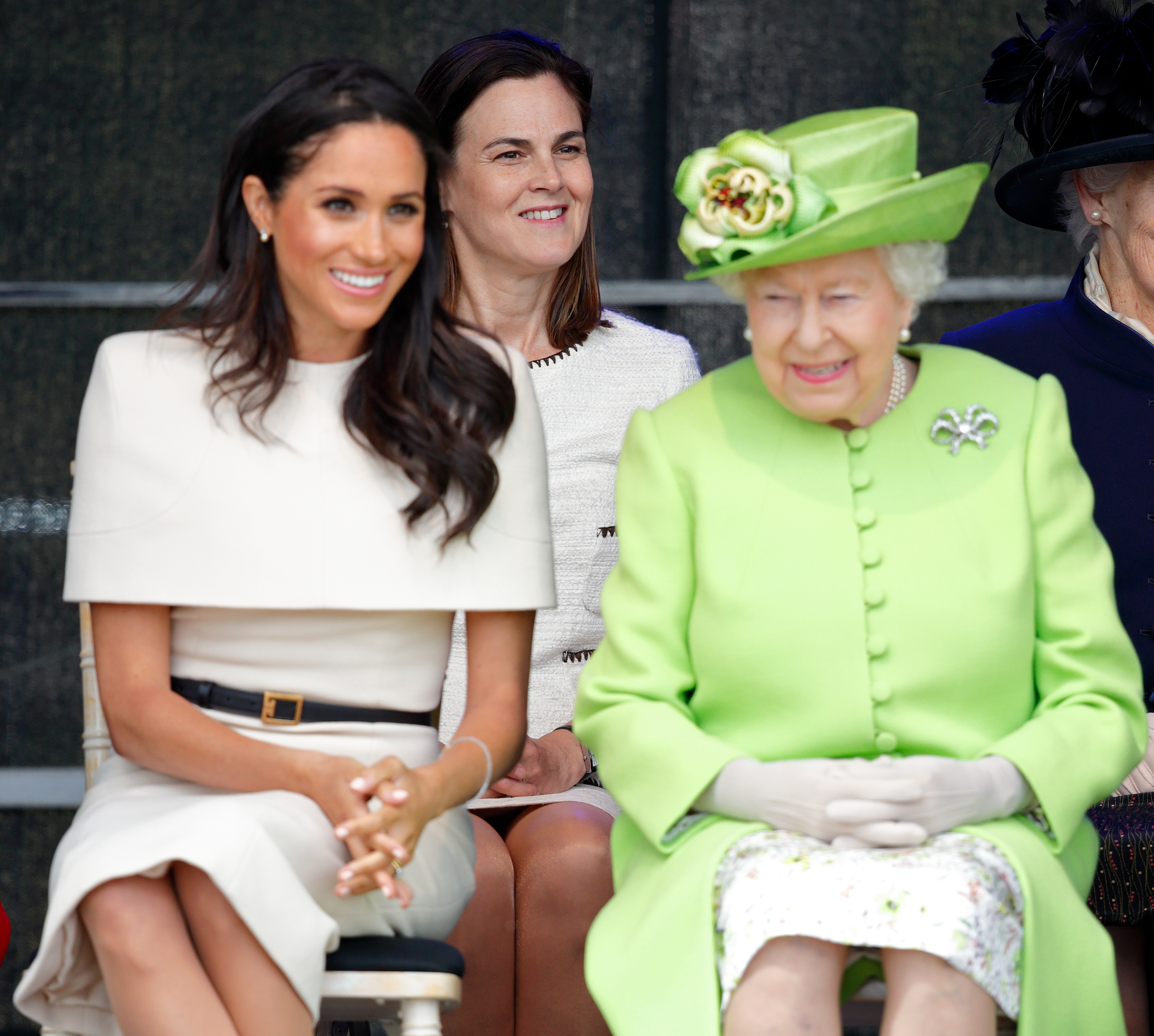Meghan, Duchess of Sussex and Queen Elizabeth II attend a ceremony to open the new Mersey Gateway Bridge on June 14, 2018, in Widnes, England. Photo / Getty Images