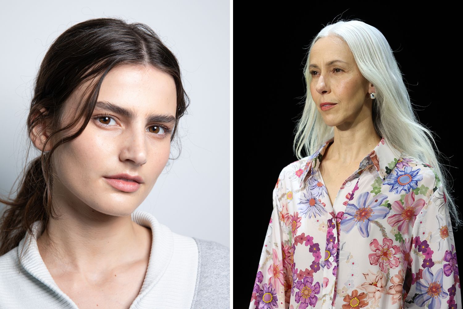 Left to right: Tousled textures at Rory William Docherty. Photo / Darren Meredith for Basalaj Beauty. Soft, sleek waves at Juliette Hogan. Photo / Getty Images 