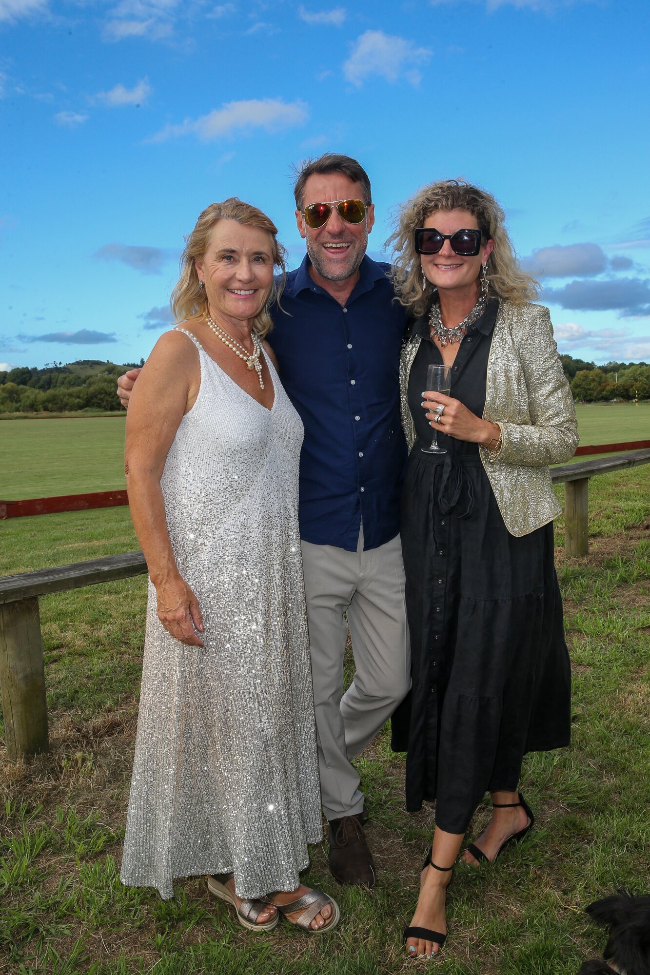 Josephine Elworthy with Hamish and Harriet Pilkington at Hololio Estate in Clevedon. Photo / Norrie Montgomery