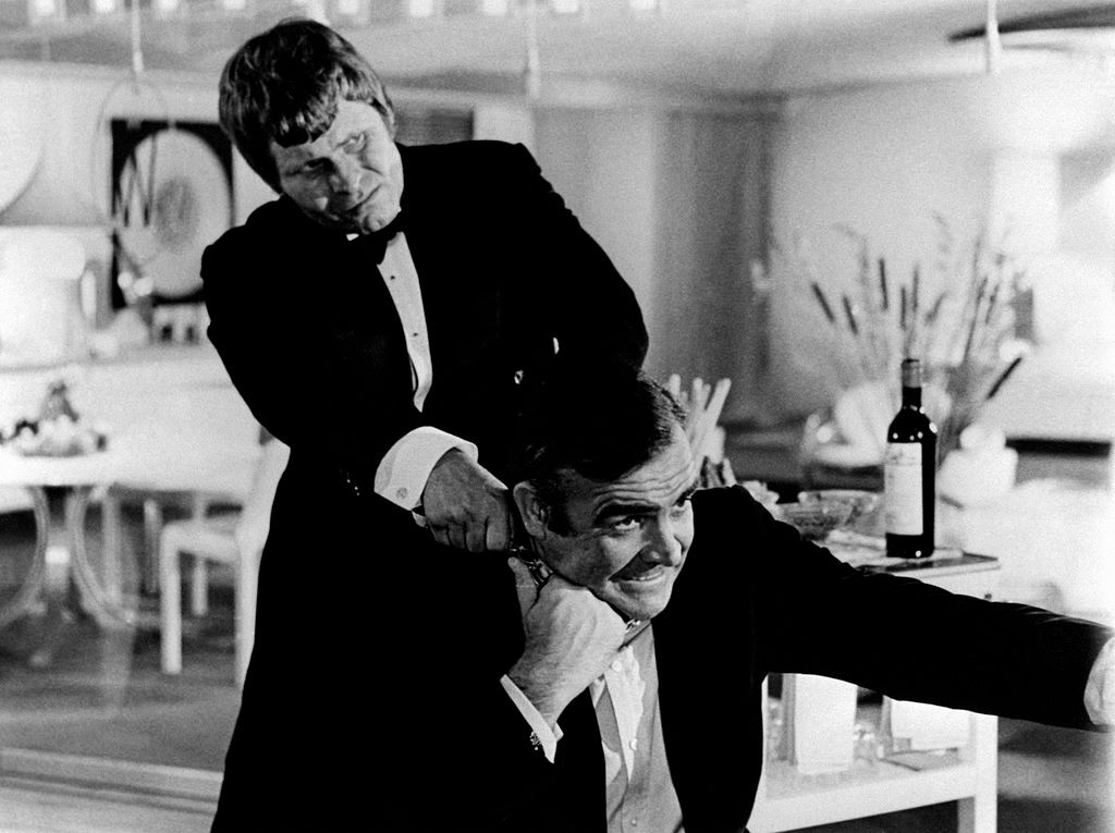 Bruce Glover and Sean Connery in a scene from 1971's Diamonds Are Forever. Photo / Getty Images
