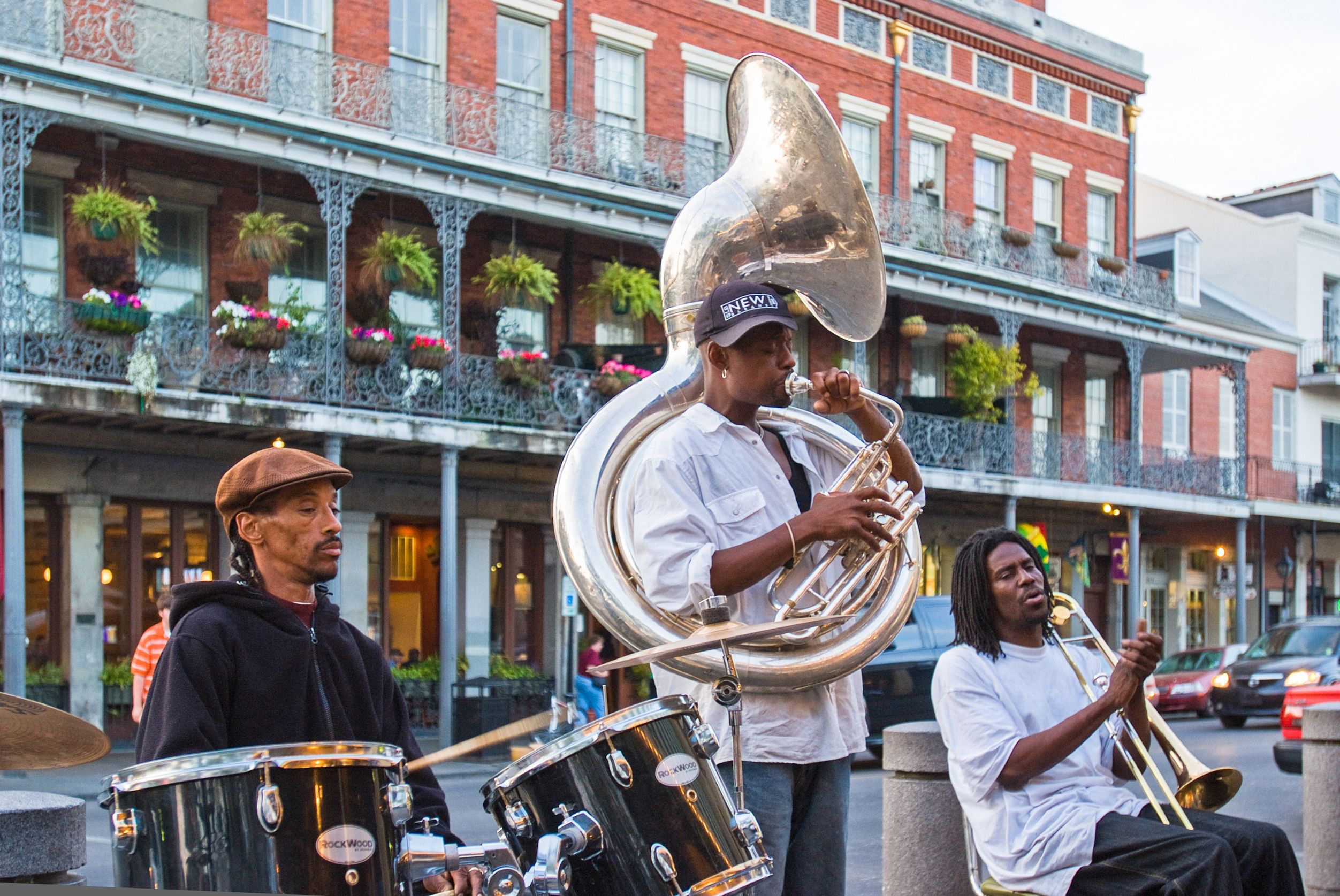 One of New Orleans' many jazz bands performs in front of Cafe Du Monde in New Orleans. Photo / 123RF