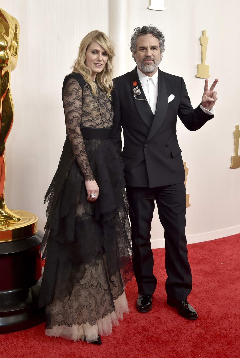 Sunrise Coigney and Mark Ruffalo arrive at the Academy Awards in Los Angeles. Photo / AP