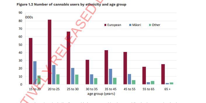 Cannabis use in New Zealand by ethnicity and age group. Source / Berl