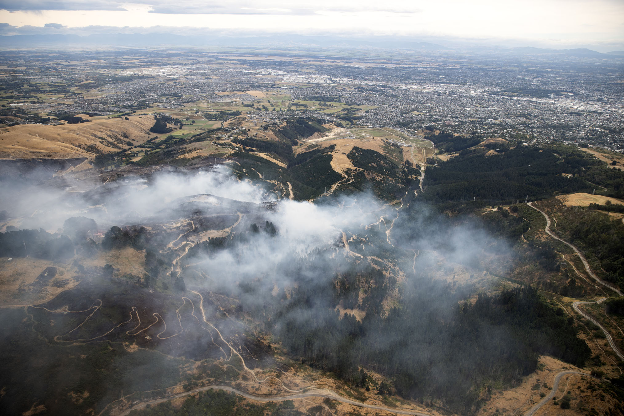 The Port Hills fire in Christchurch has been burning for days. Photo / George Heard