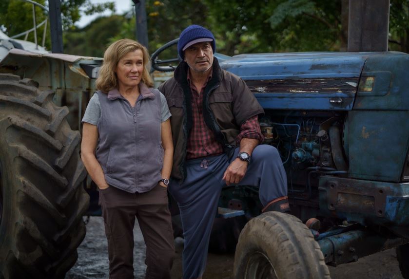 Temuera Morrison and Robyn Malcolm on the set of Far North TV series which goes to air August 14.