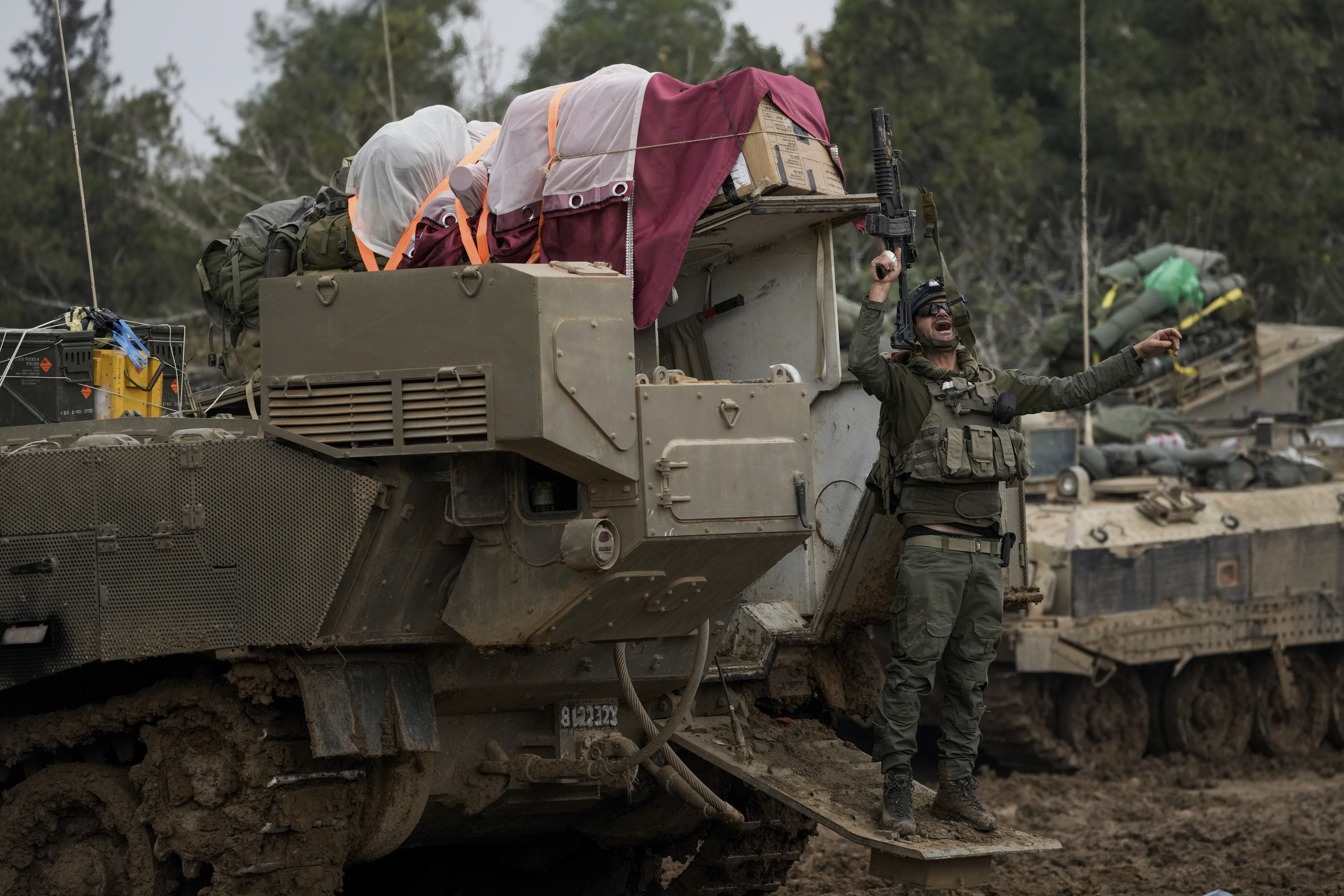 An Israeli soldier celebrates after returning to Israel from Gaza this week. Photo / AP