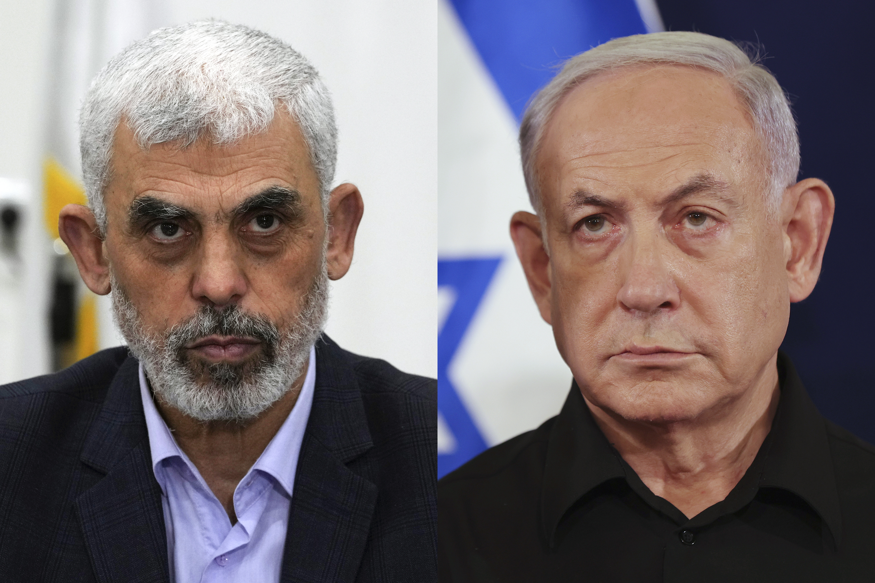 The International Criminal Court's chief prosecutor has requested arrest warrants for Hamas leader Yahya Sinwar (left) and Israeli Prime Minister Benjamin Netanyahu. Photos / AP