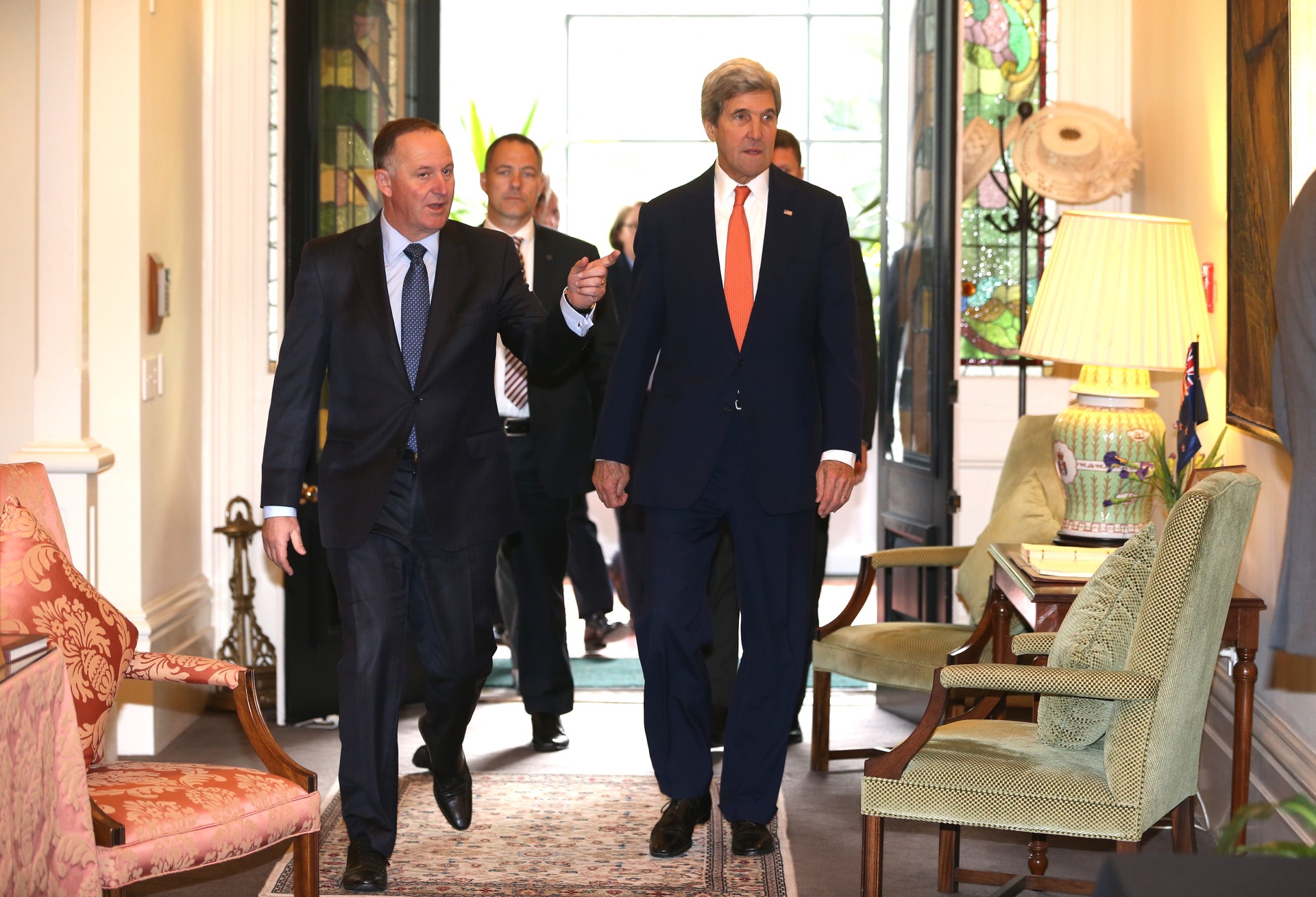 Former PM John Key welcomes US Secretary of State John Kerry to Premier House in 2016. Photo / Mark Mitchell