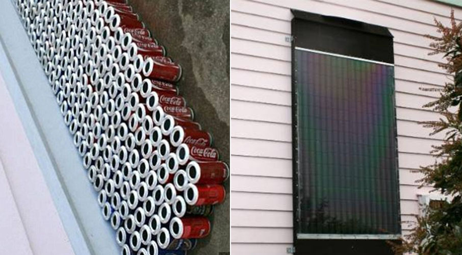 An ingenious hack by a do-it-yourself homeowner has cut his electricity bill using aluminium cans to create a heat panel. Photo / Frugal Kiwi
