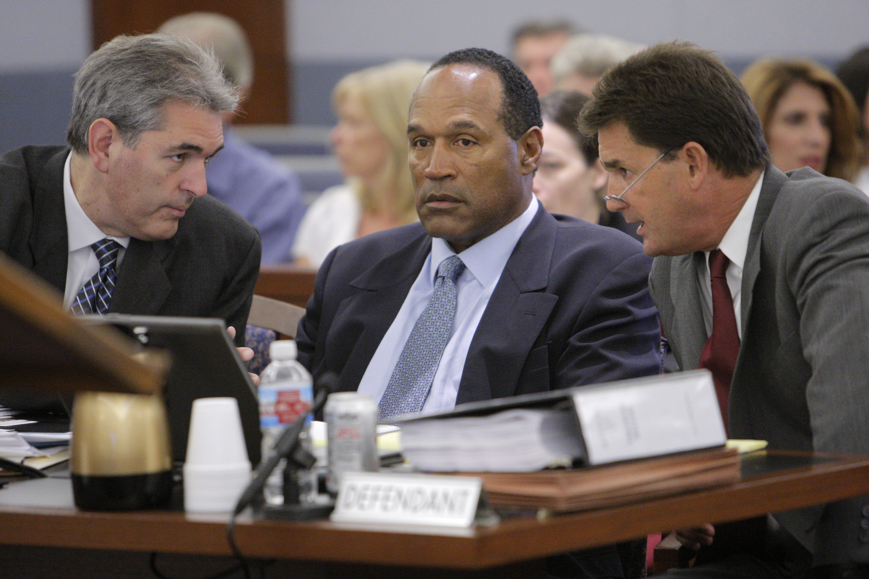 O.J. Simpson with attorneys Gabriel Grasso and Yale Galanter pictured, 2008. Photo / Getty Images