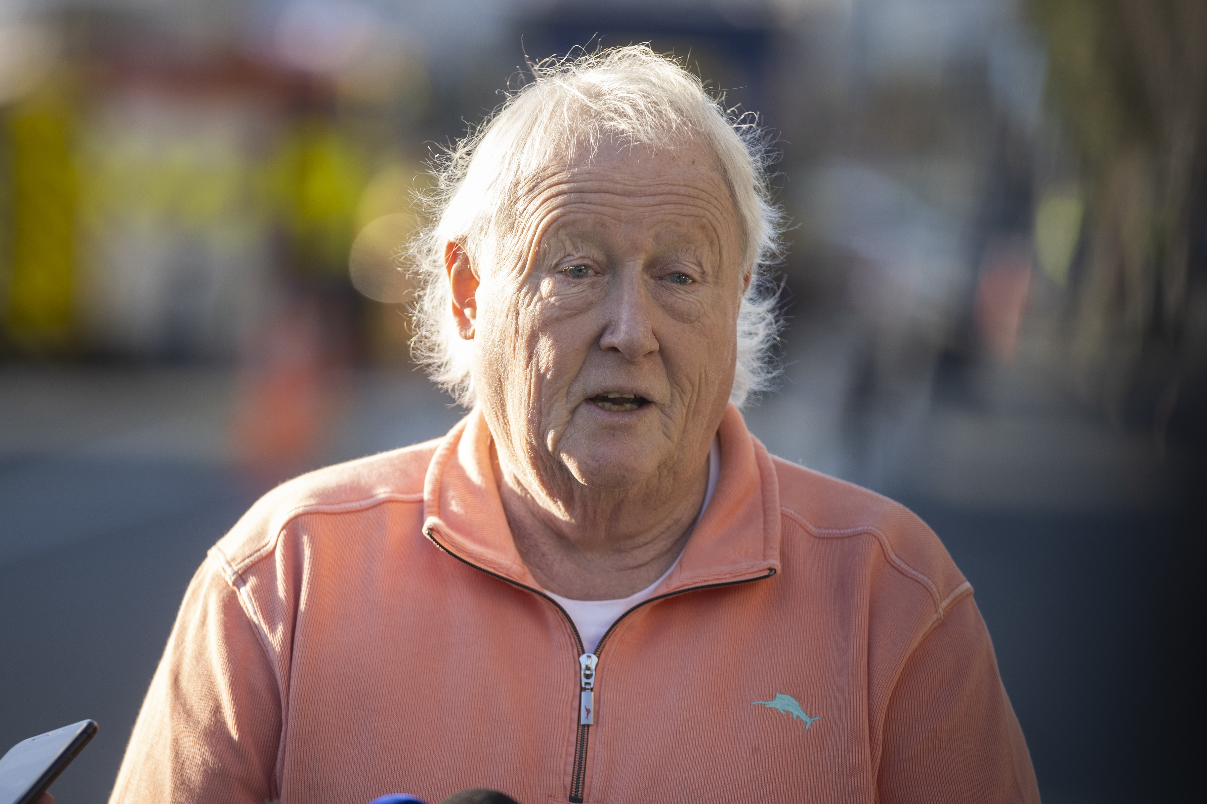 Loafers Lodge Ltd director Gregory Mein talking to reporters at the scene on Wednesday afternoon. Photo / George Heard