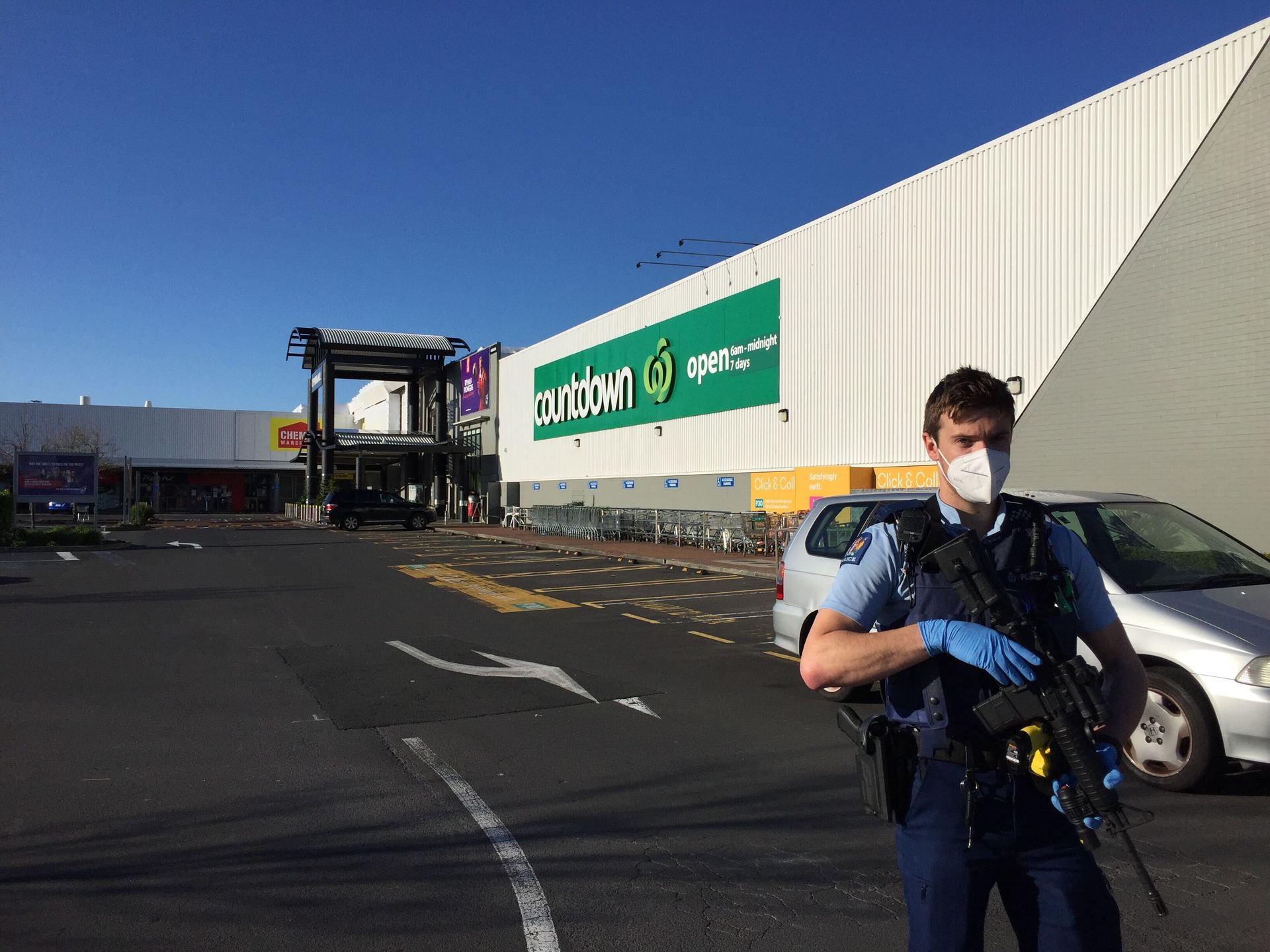 Police at the New Lynn Countdown after the attack yesterday afternoon. Photo / NZH