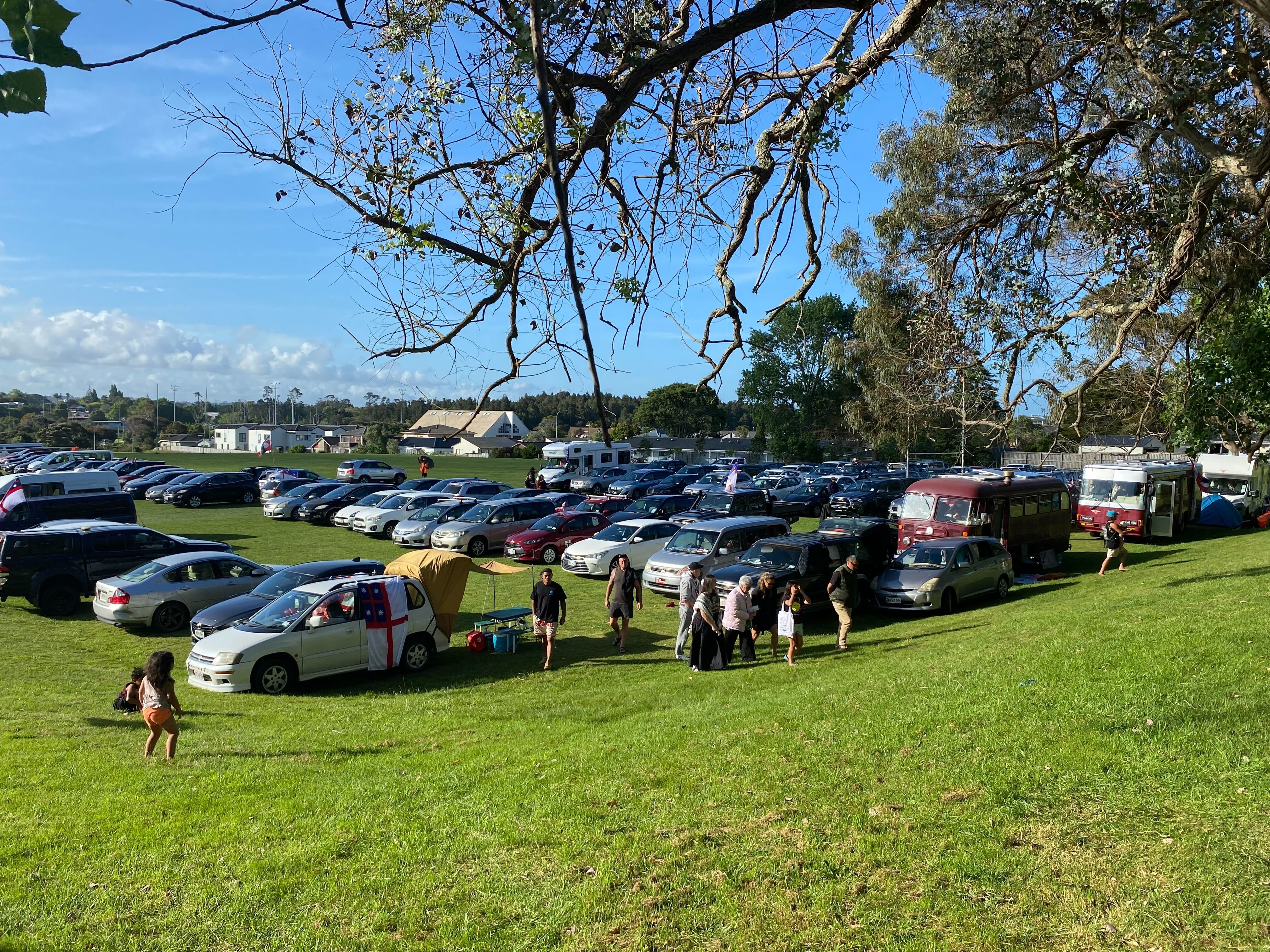 Several thousand people have flocked to Te Kamaka Marae on Auckland’s North Shore this afternoon ahead of the March to Parliament Hīkoi over the harbour bridge tomorrow morning. Photo / Ben Plummer