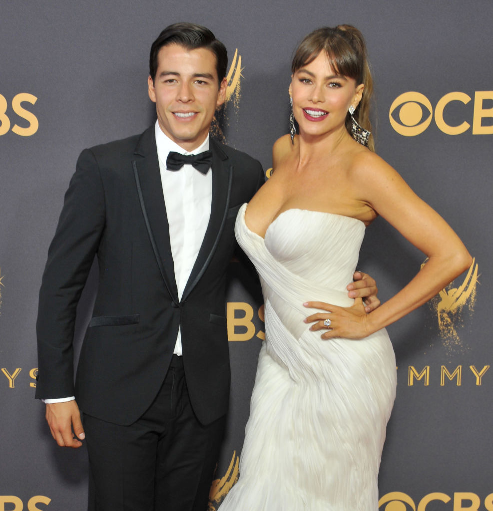Sofia with her son Manolo Vergara. Photo / Getty Images