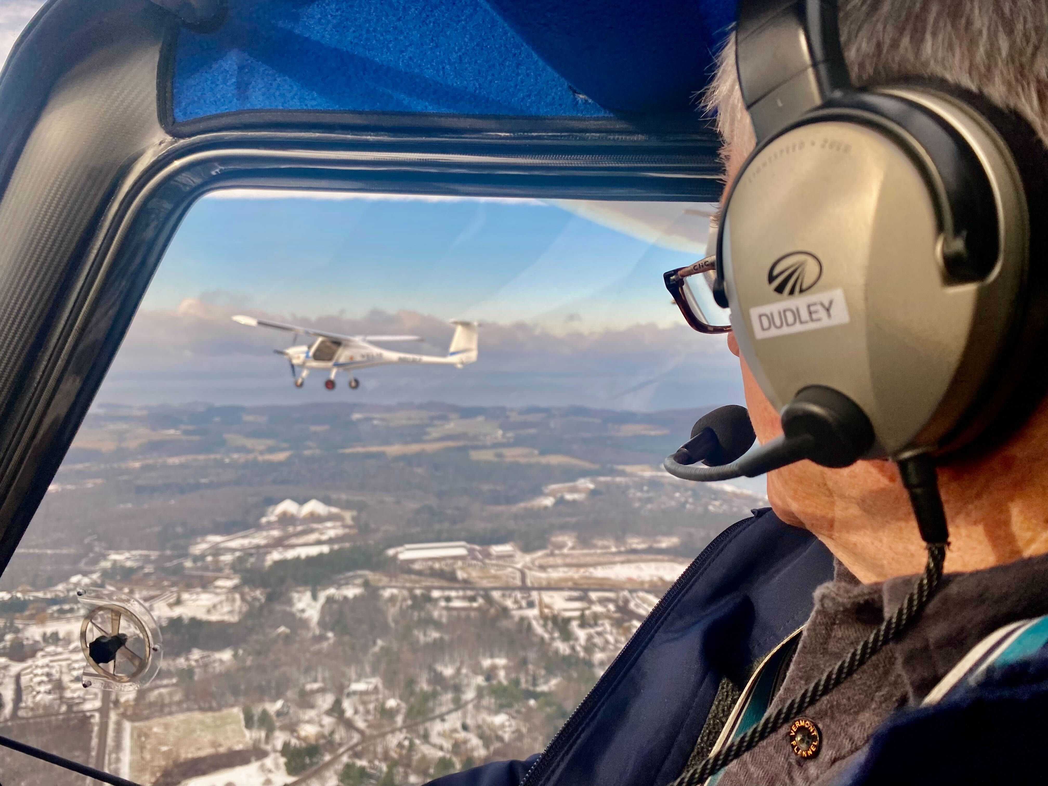 Flying over Burlington, Vermont in Beta Technologies' Pipestrel training planes. Photo / Dean Purcell