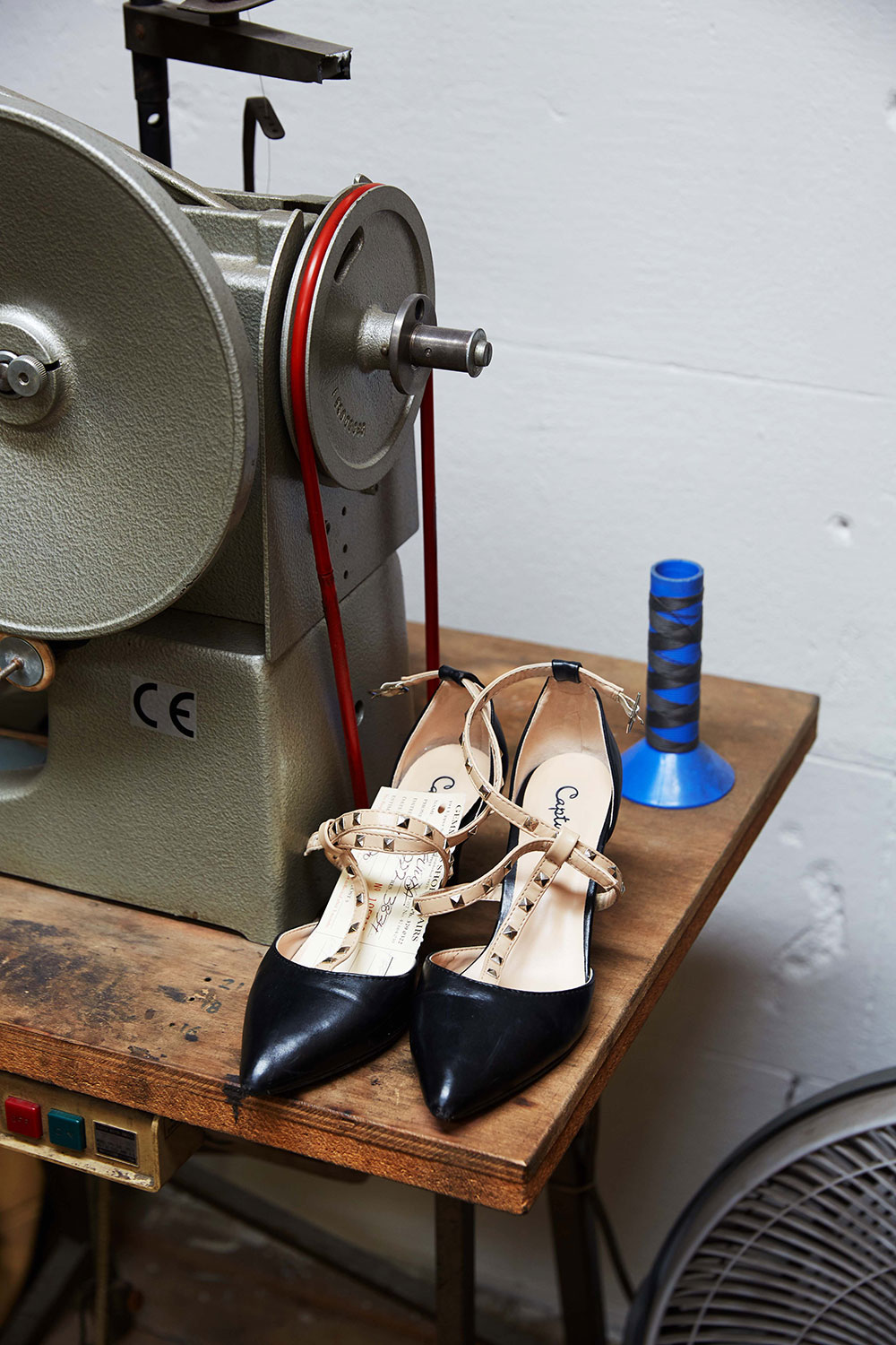 Some shoes being worked on inside the new-look workshop. Photo / Rebecca Zephyr Thomas