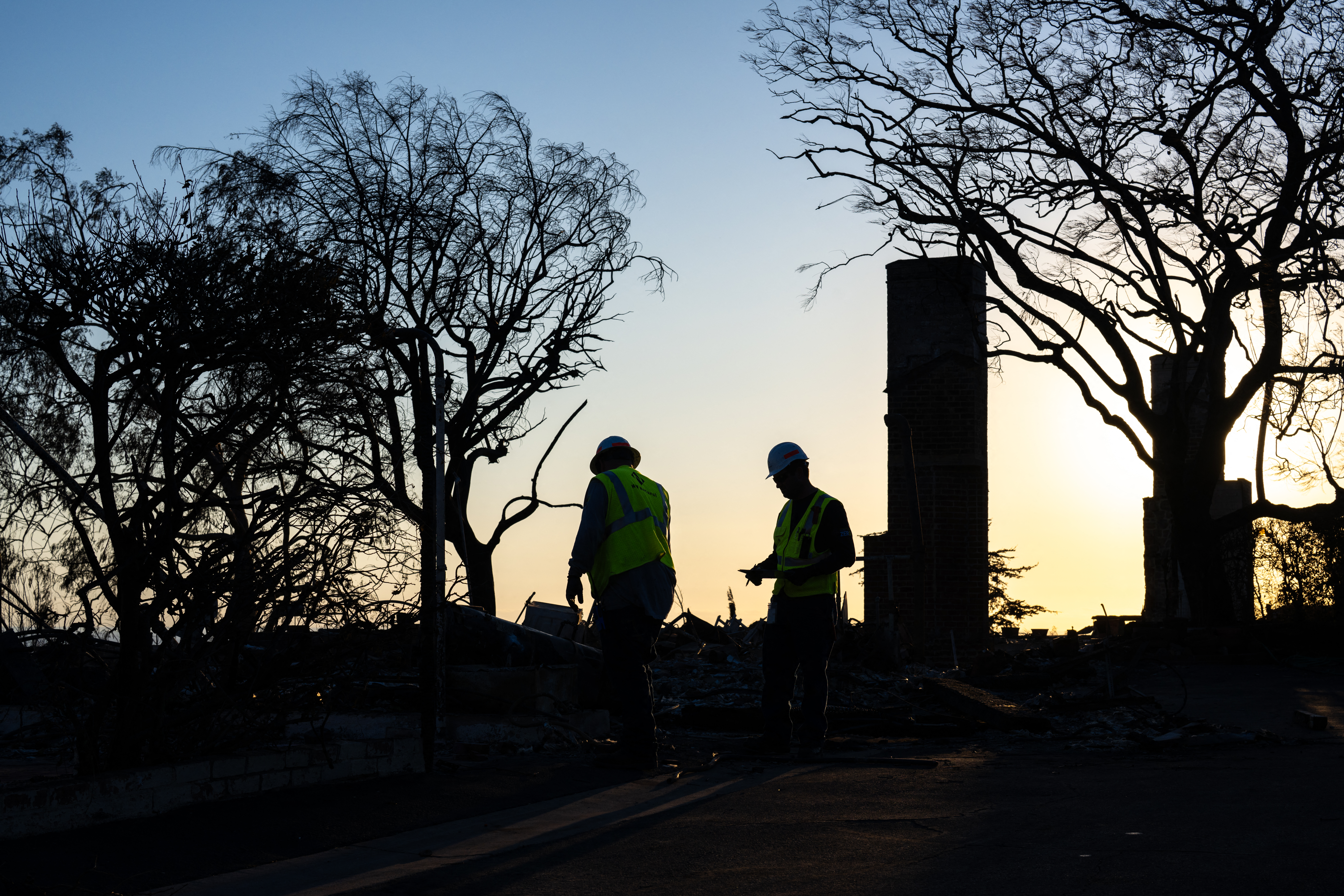 Gas utility technicians asses for gas services in the Pacific Palisades neighbourhood on January 17, 2025 in Los Angeles, California. Photo / Getty Images via AFP
