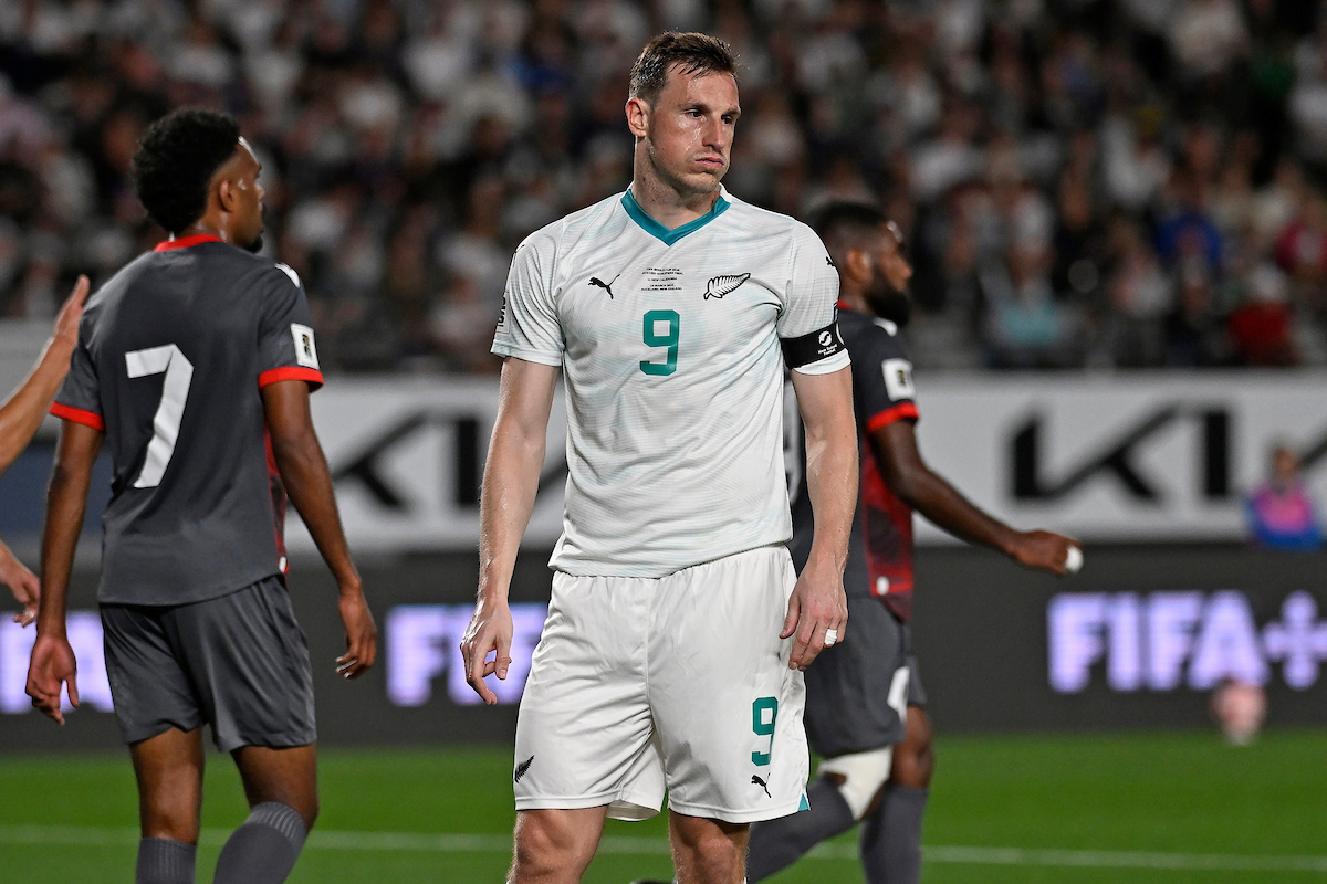 New Zealand's Chris Wood reacts during the Fifa World Cup 2026 OFC Qualifiers Final. Photo / Photosport