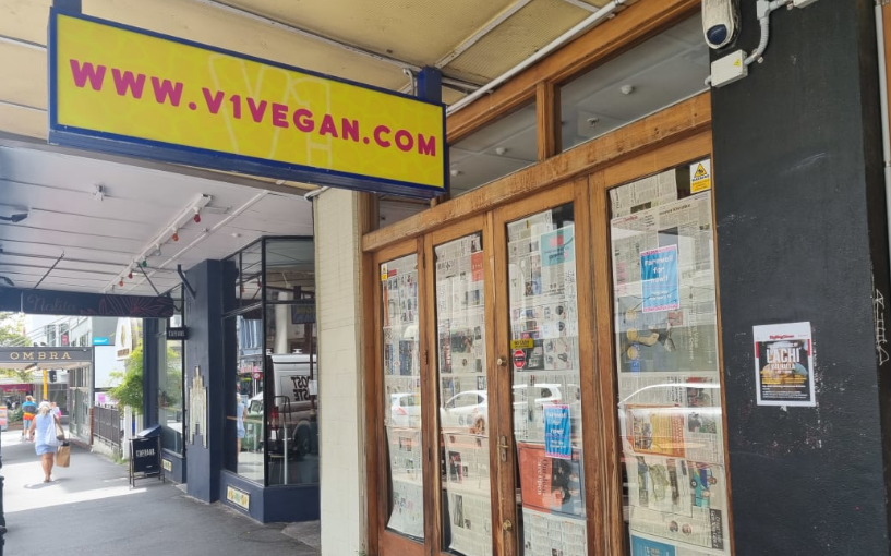 The V1 Vegan Store is closed on Cuba St, in central Wellington. Photo / RNZ