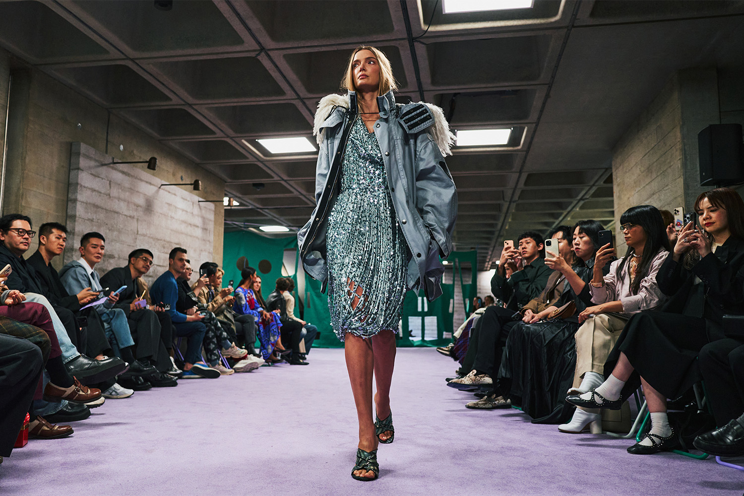 A model presents a look at the Burberry, spring 2025 show. Photo / Simbarashe Cha for The New York Times
