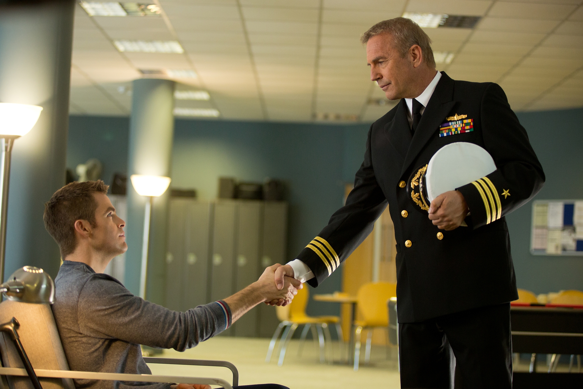 Chris Pine's Jack Ryan meets his CIA mentor, played by Kevin Costner.
