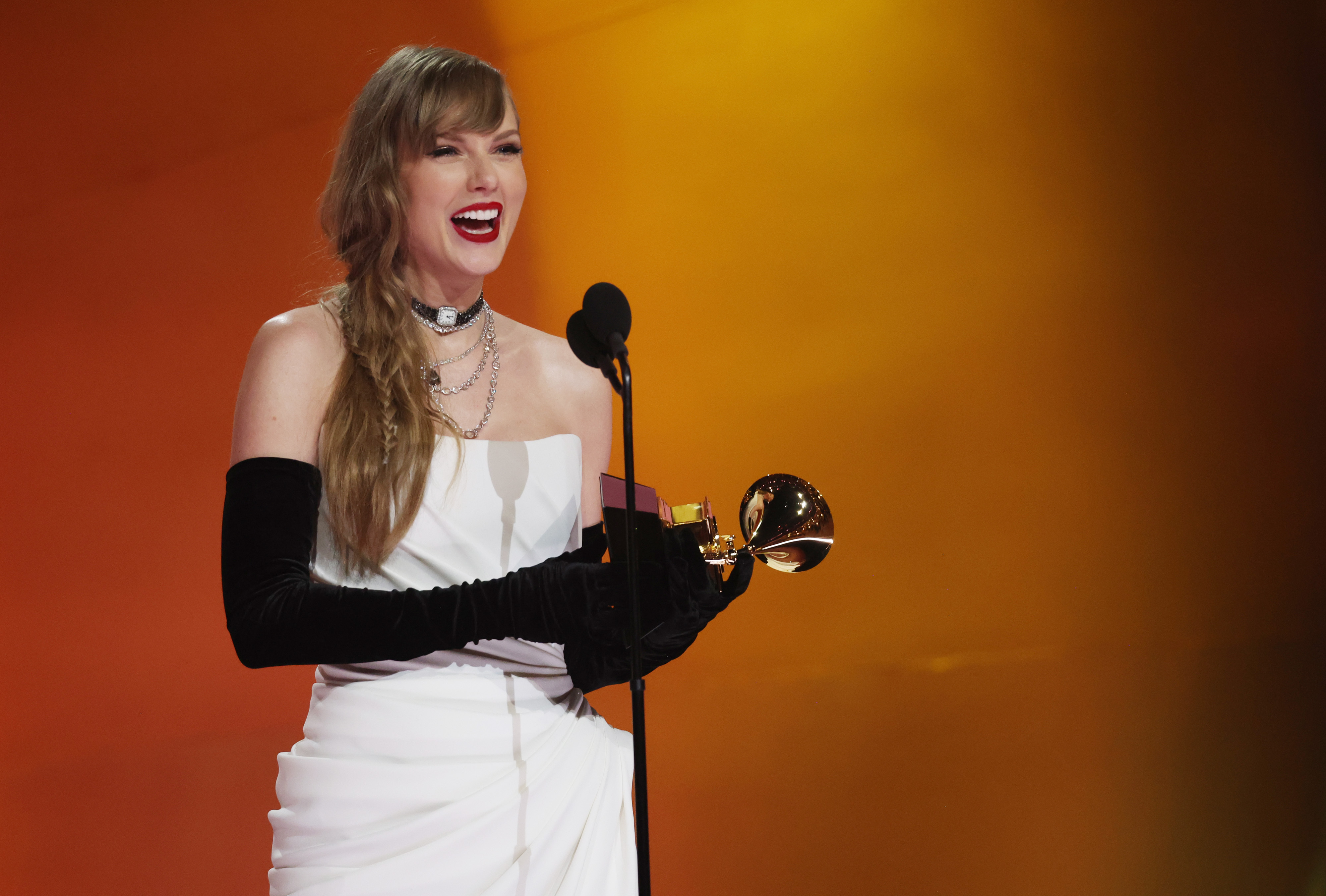 Taylor Swift accepts the Best Pop Vocal Album award for “Midnights” onstage during the 66th Grammy Awards. Photo / Getty Images