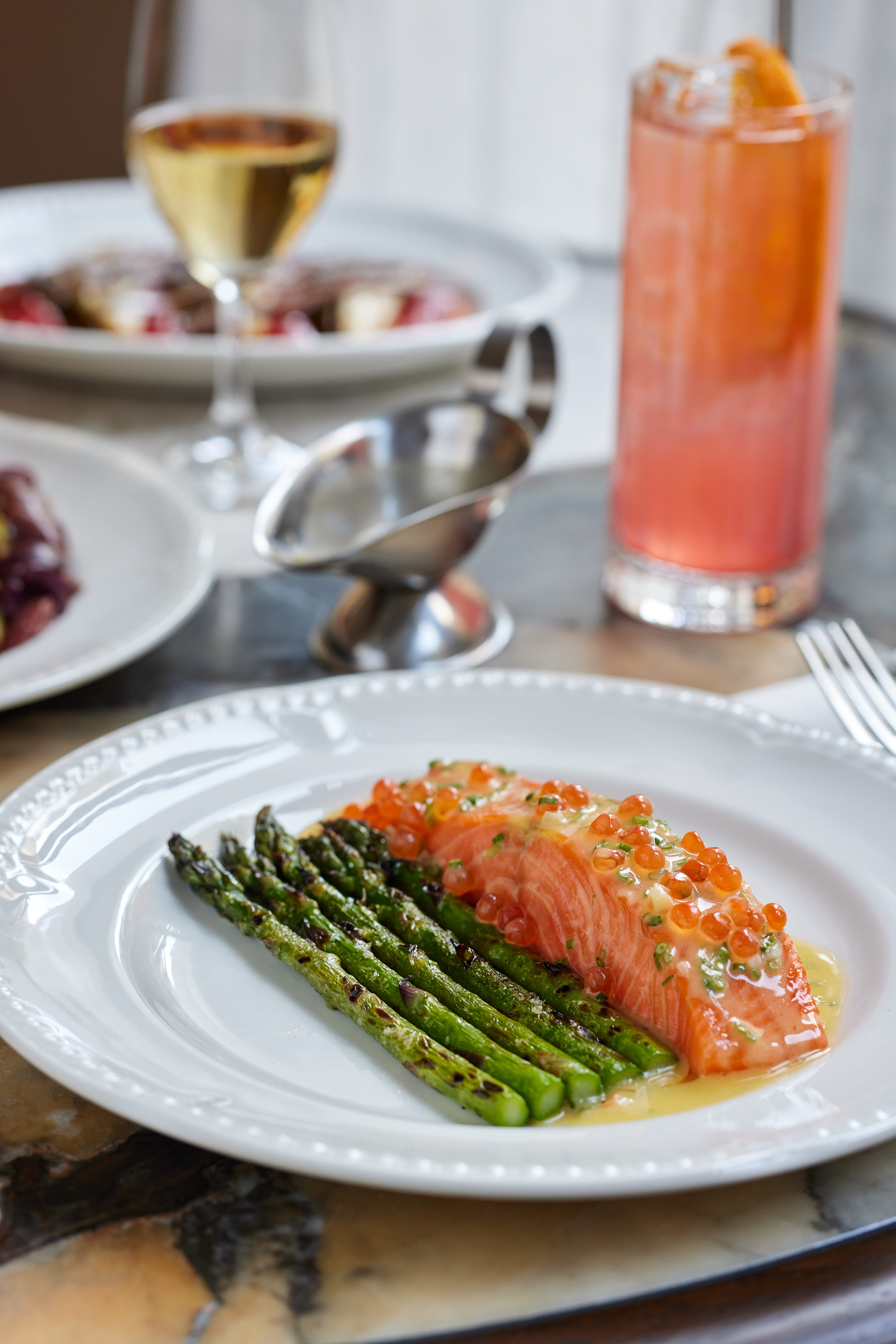 Citrus-cured salmon with asparagus at new inner-city restaurant Gilt. Photo / Babiche Martens