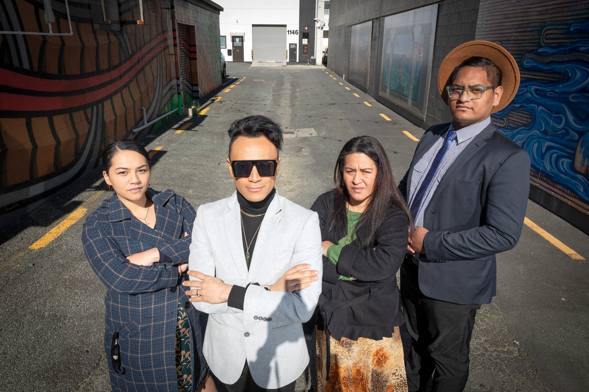 The organisers of the March Against Meth hīkoi - from left; Evarna Koia, Kharl WiRepa, Celestina Aolele-Grant and Maui Waiariki. Photo / Andrew Warner