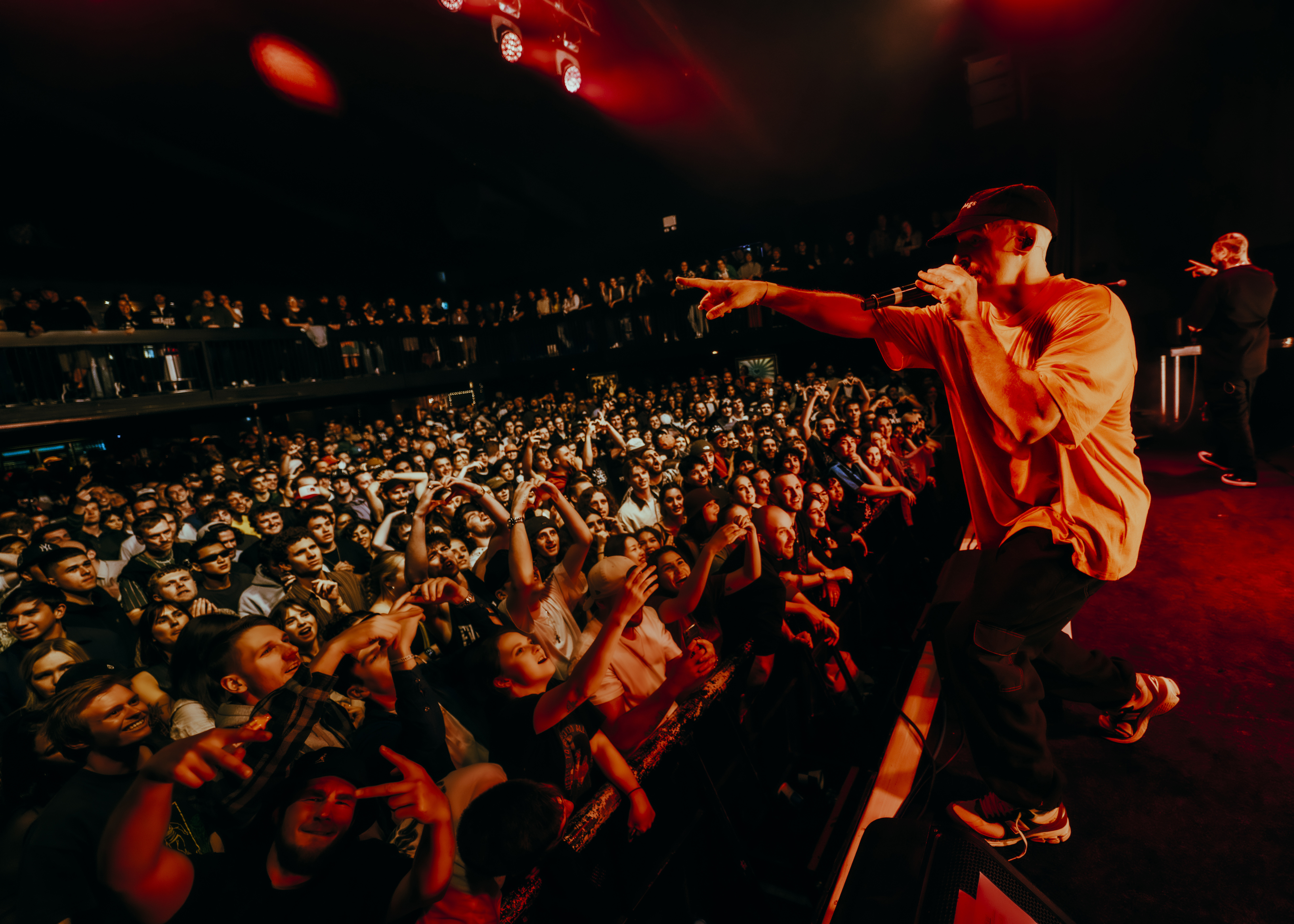 Talking to the moshpit: Tom Scott at the Powerstation in Auckland. Photo / Tom Grut