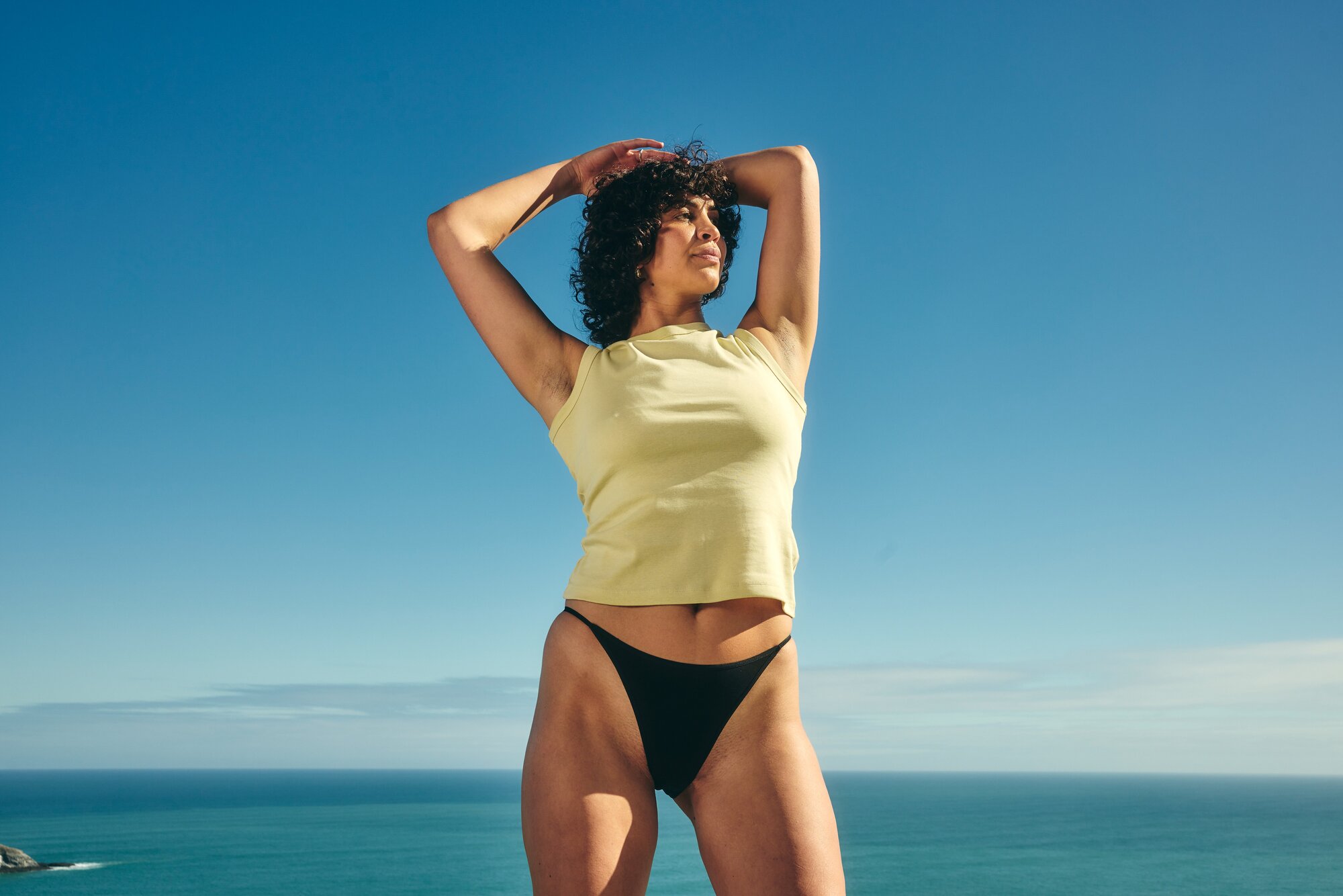 Sasha Mariana wears Underlena string bikini, $49. Photo / Sophie Miya-Smith