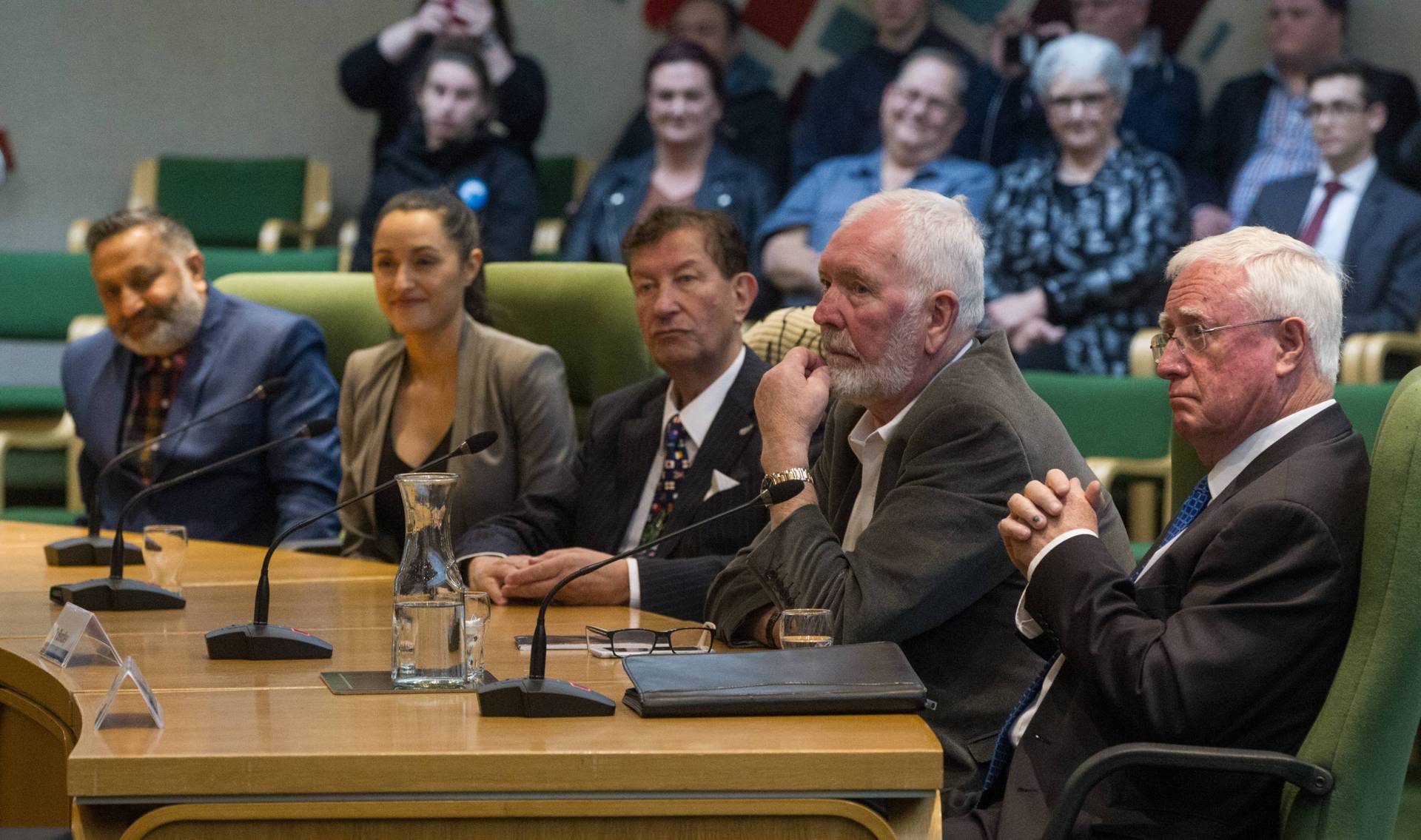 The first meeting of the Rotorua Lakes Council triennium. From left, councillors Raj Kumar, Tania Tapsel, Trevor Maxwell, Peter Bentley and Reynold Macpherson. Photo / File
