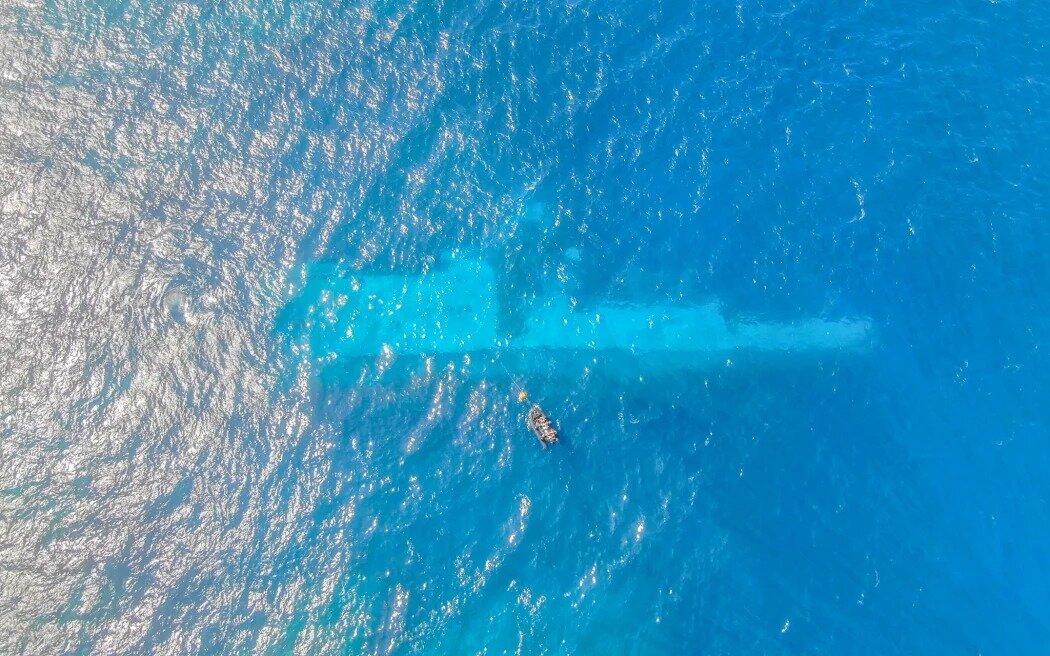 The wreck of the HMNZS Manawanui underwater on the Tafitoala Reef, on the south coast of Upolu, in August. Photo / New Zealand Defence Force