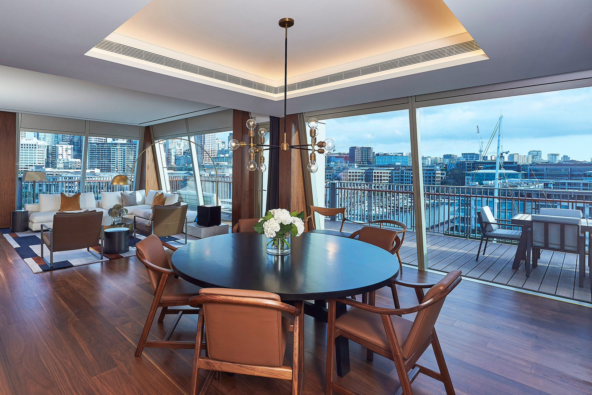 The second largest suite, the Chairman, has a full-service kitchen, living and dining areas and powder room. Photo / Park Hyatt Auckland