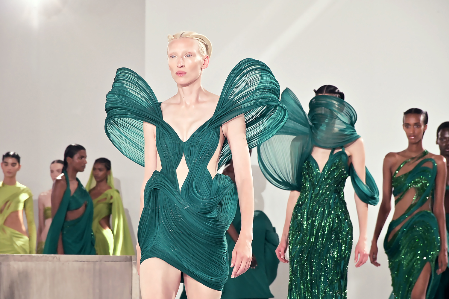 The Gaurav Gupta haute couture show boasted cosmic swirls. Photo / Getty Images